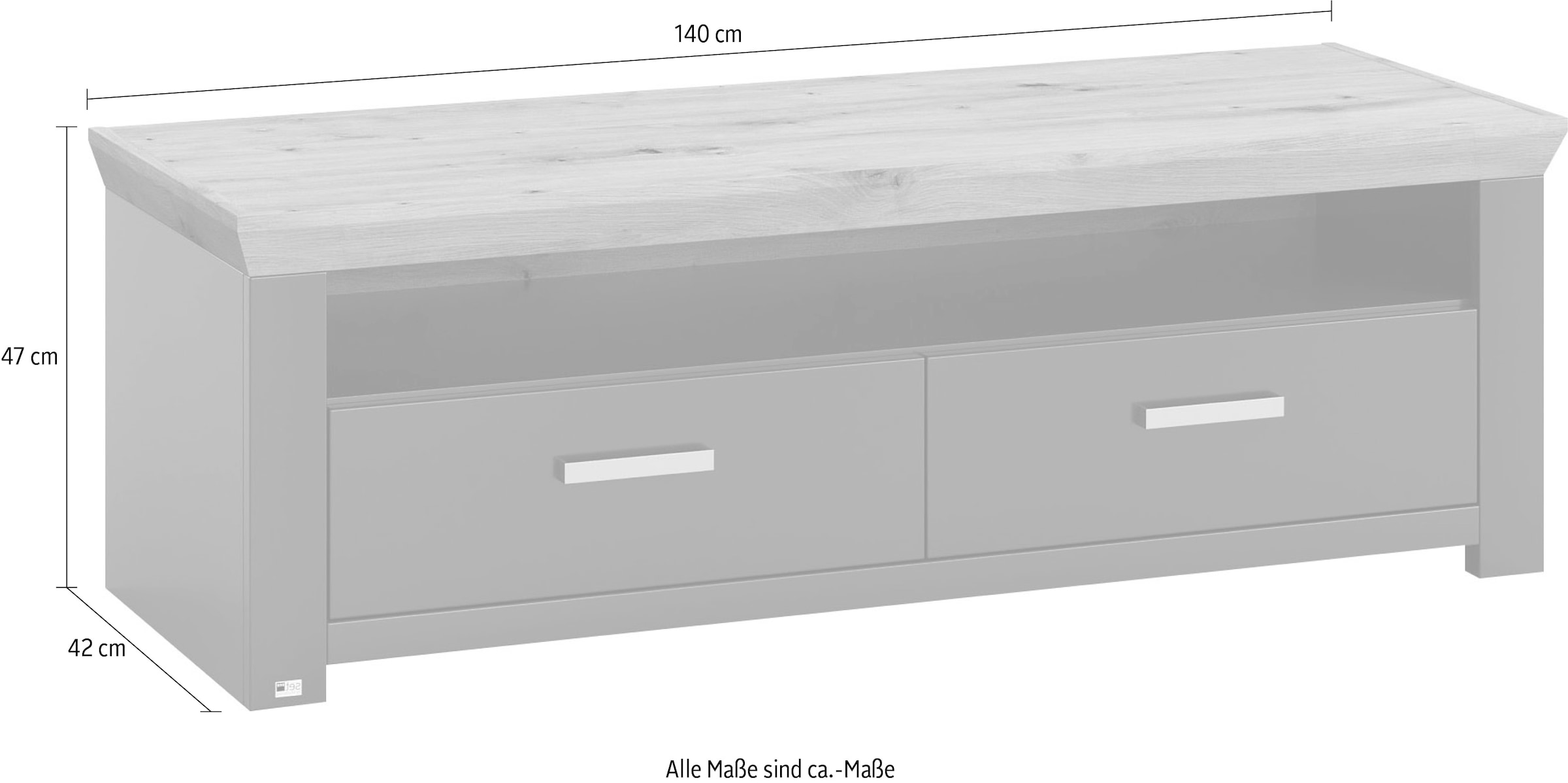 set one by Musterring Sideboard »york«, Typ 31, mit 1 offenen Fach und 2  Schubkästen, Breite 120,2 cm | BAUR