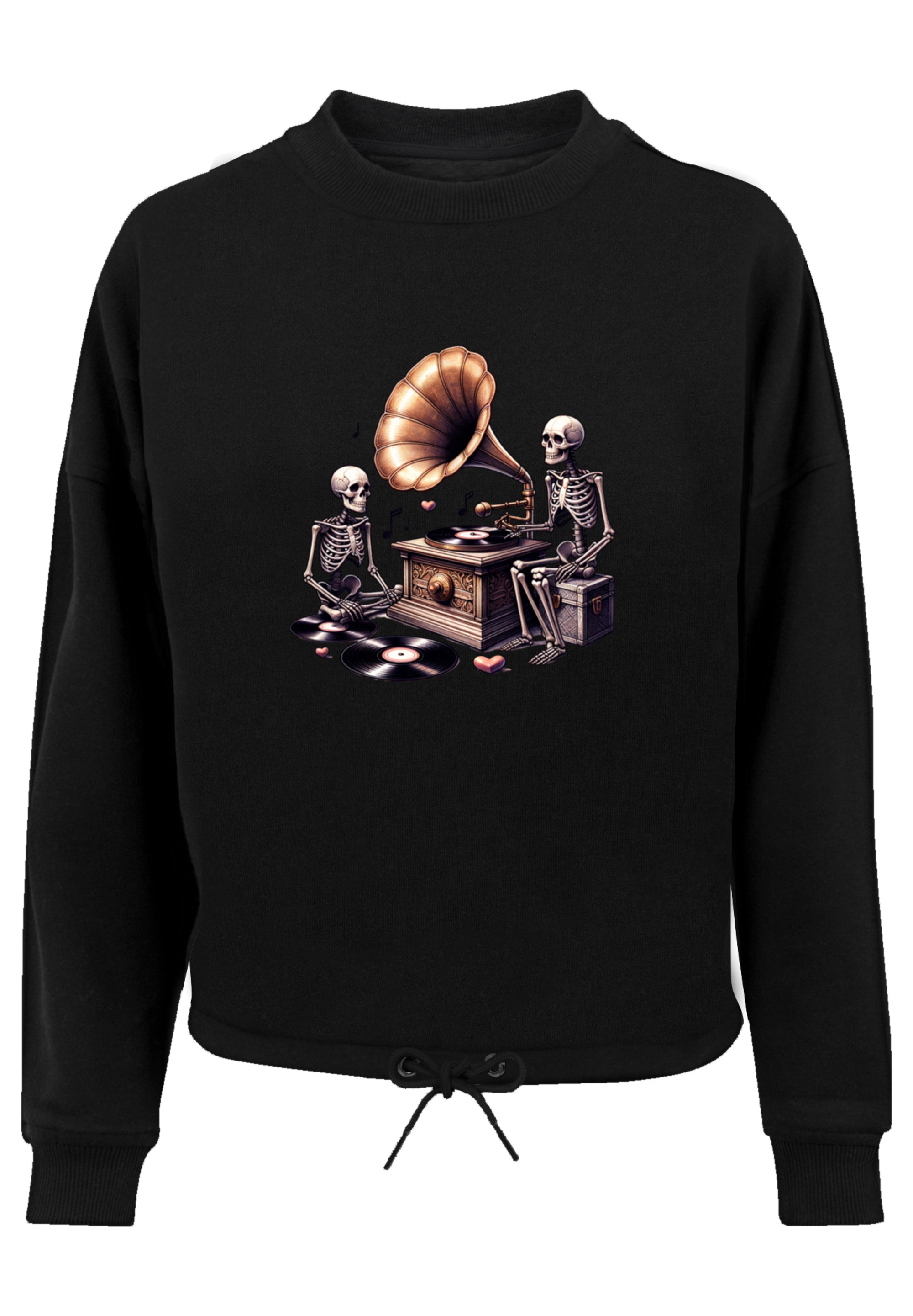 F4NT4STIC Sweatshirt »Gothic Skeleton Vintage Plattenspieler«, Premium Qualität