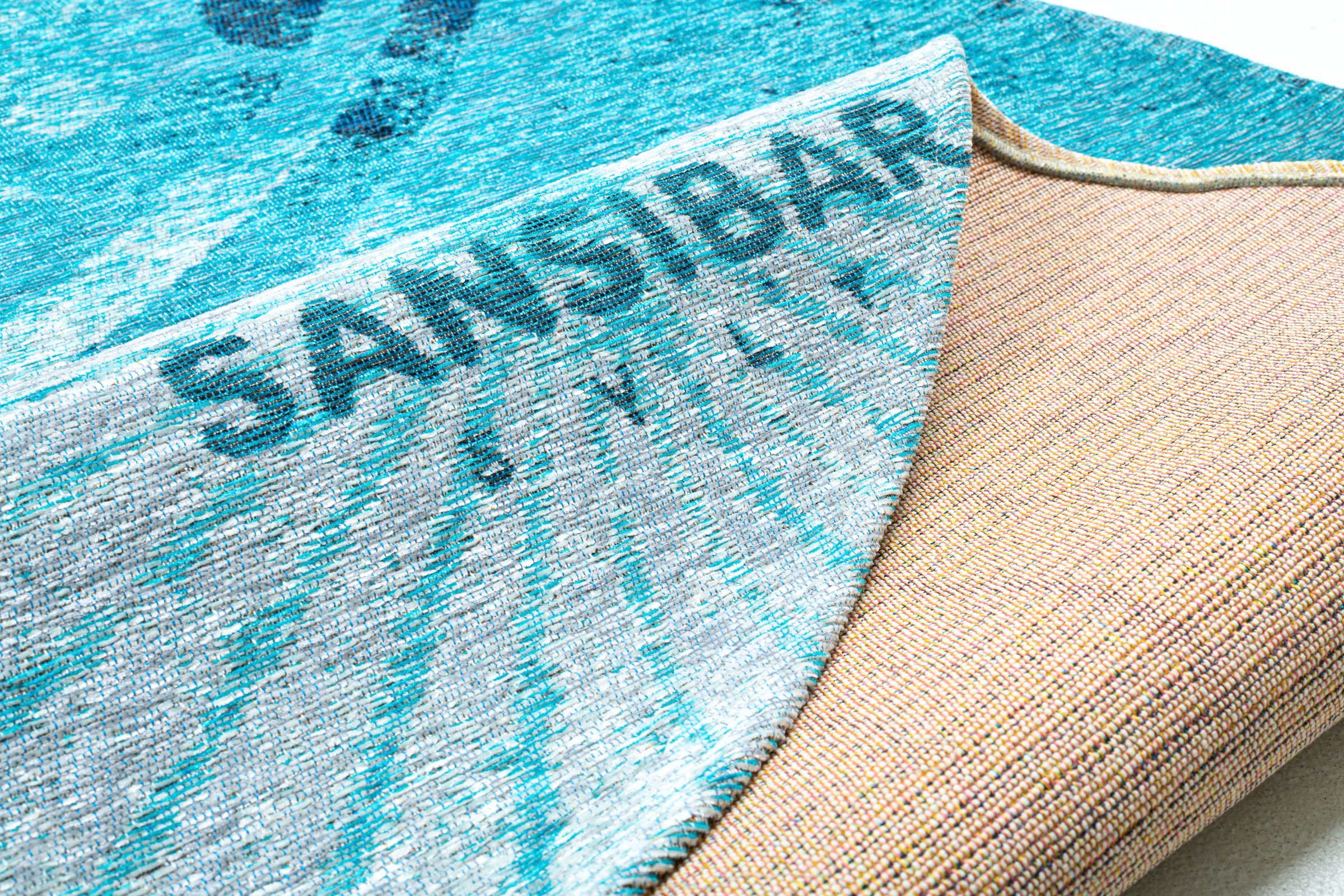 Sansibar Teppich »Keitum 011«, rund, 3 mm Höhe, Flachgewebe, modernes Design, Motiv Kompass