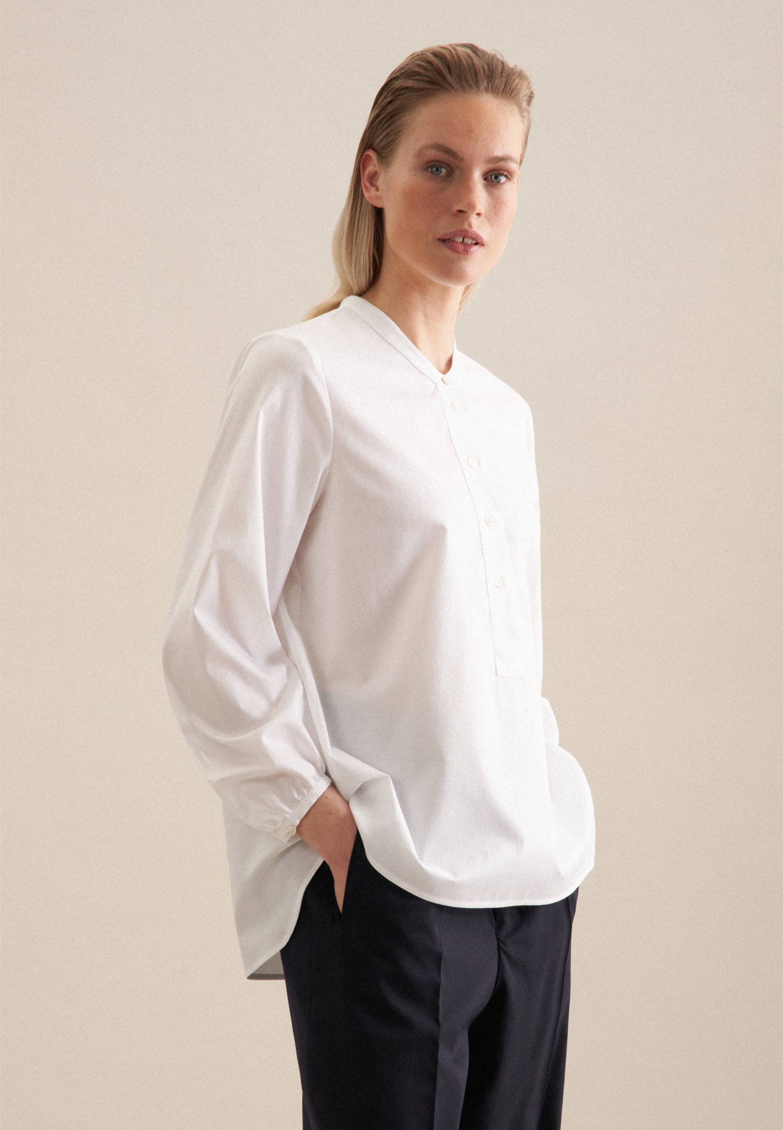 seidensticker Klassische Bluse »Schwarze Rose«, Langarm Kragen Uni
