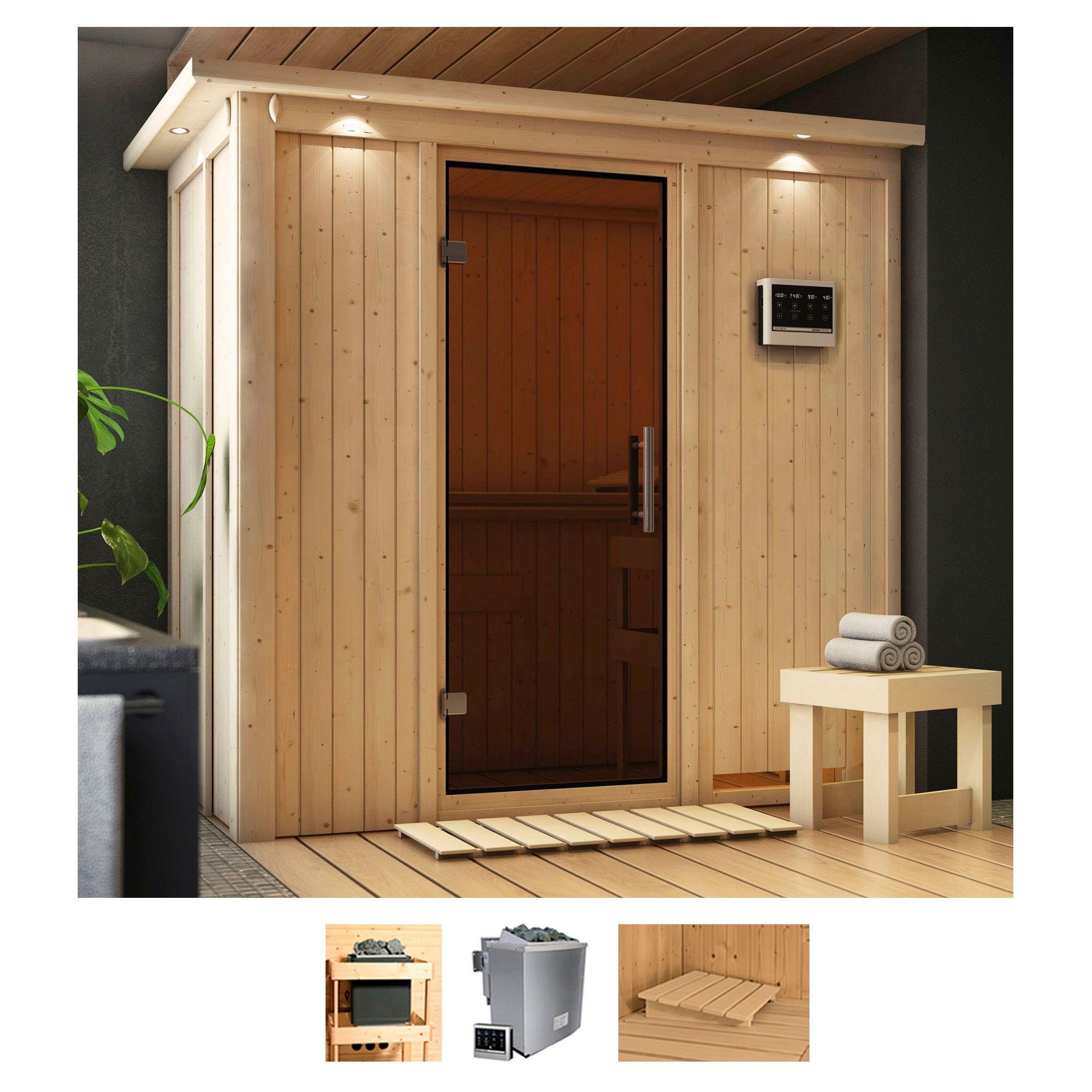 KARIBU Sauna "Vada", Bio-Kombiofen, externe Steuerung, 9 kW, beige, Saunen, Ofen 9 kW Bio externe Strg easy