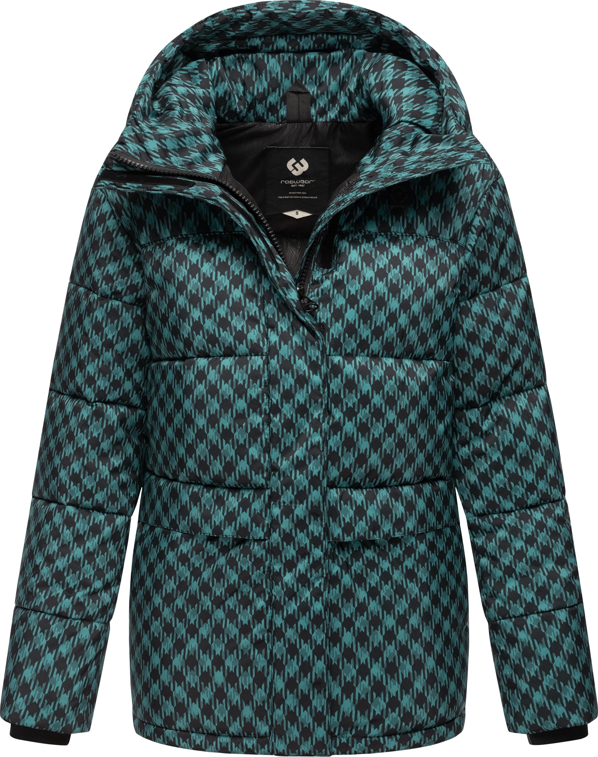 Ragwear Steppjacke »Wikesh Print«, mit Kapuze, Damen Winterjacke mit angesagtem Hahnentritt-Muster