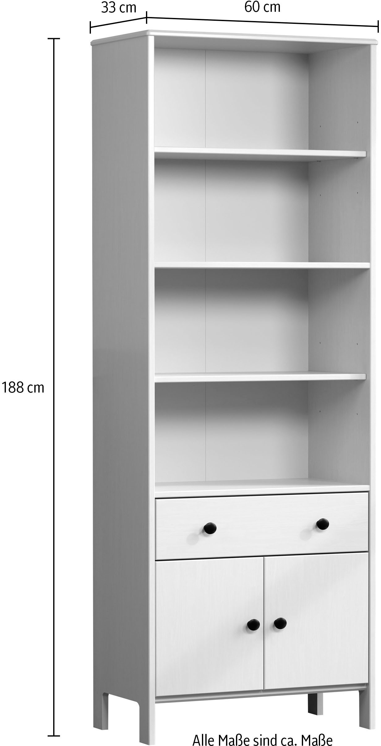 welltime Hochschrank »Kall«, (1 St.), Badezimmerschrank aus Kiefer-Massivholz - Maße (B/T/H) 60/33/188 cm