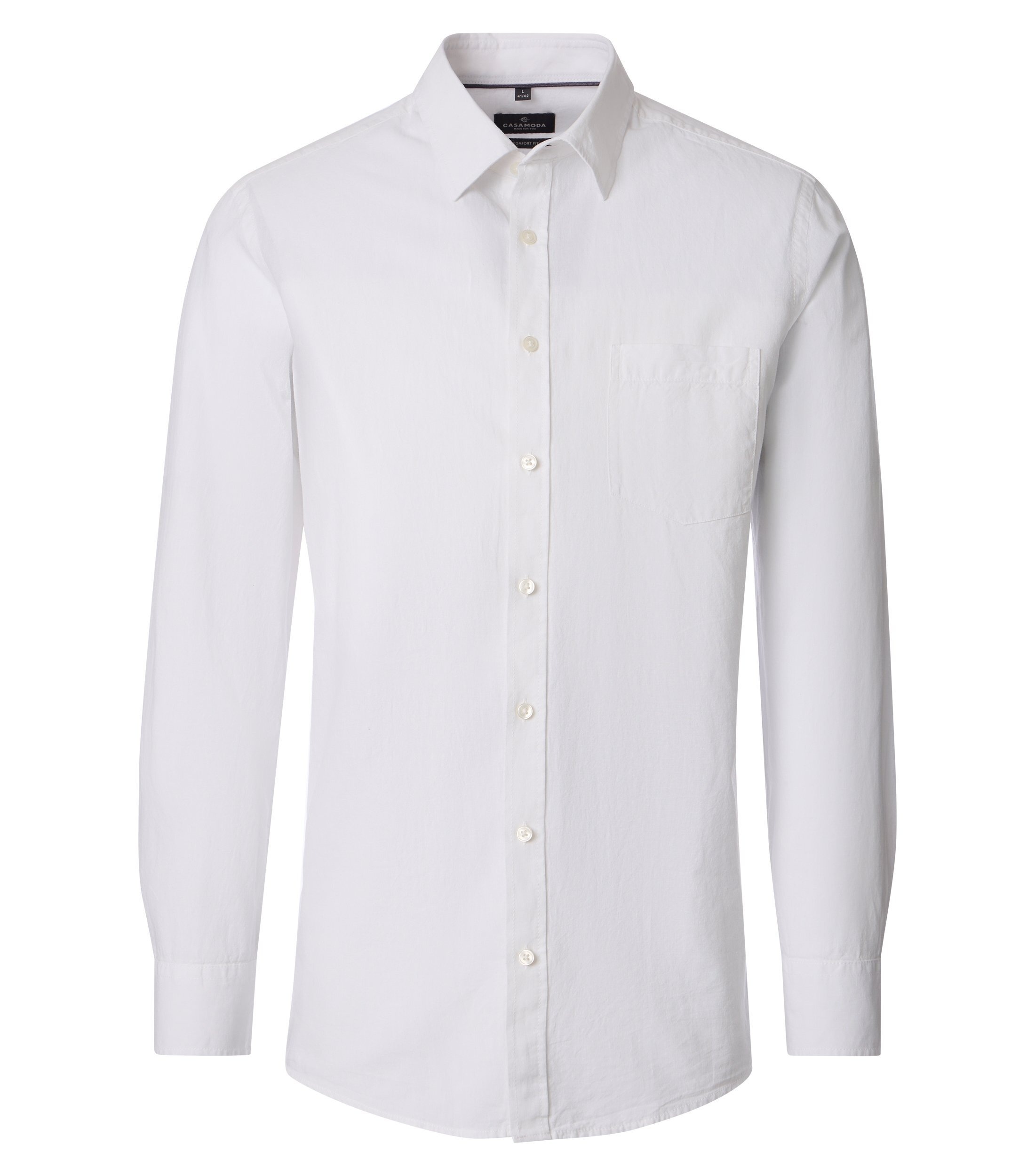 Leinenhemd CASAMODA "CASAMODA Leinenhemd uni", Herren, Gr. 3XL, Normalgrößen, weiß, 70% Baumwolle, 30% Leinen, unifarben, comfort fit, Hemden