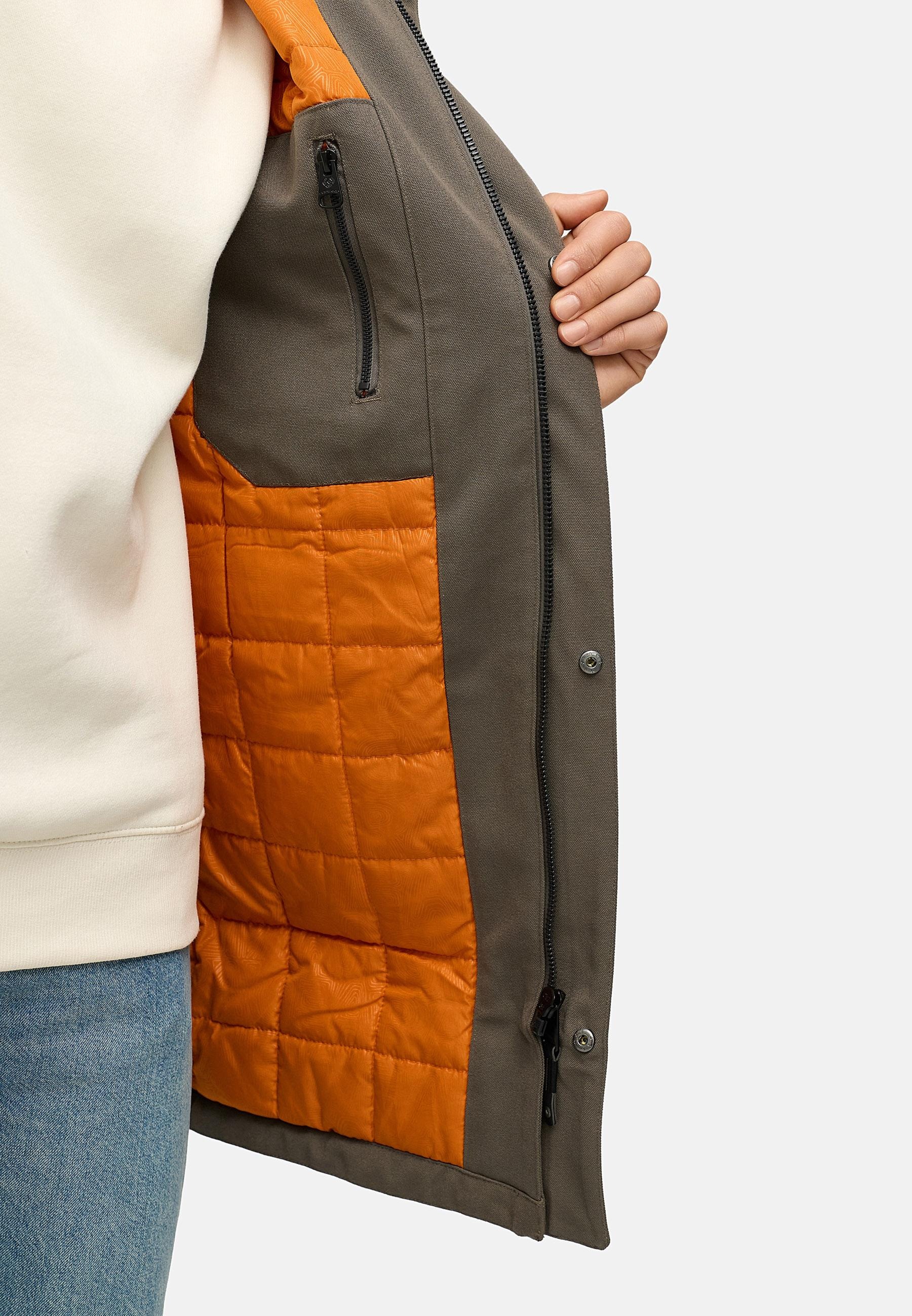 Ragwear Wintermantel »Mr Them Long« lange wasserdichte Herren Winterjacke mit Kapuze