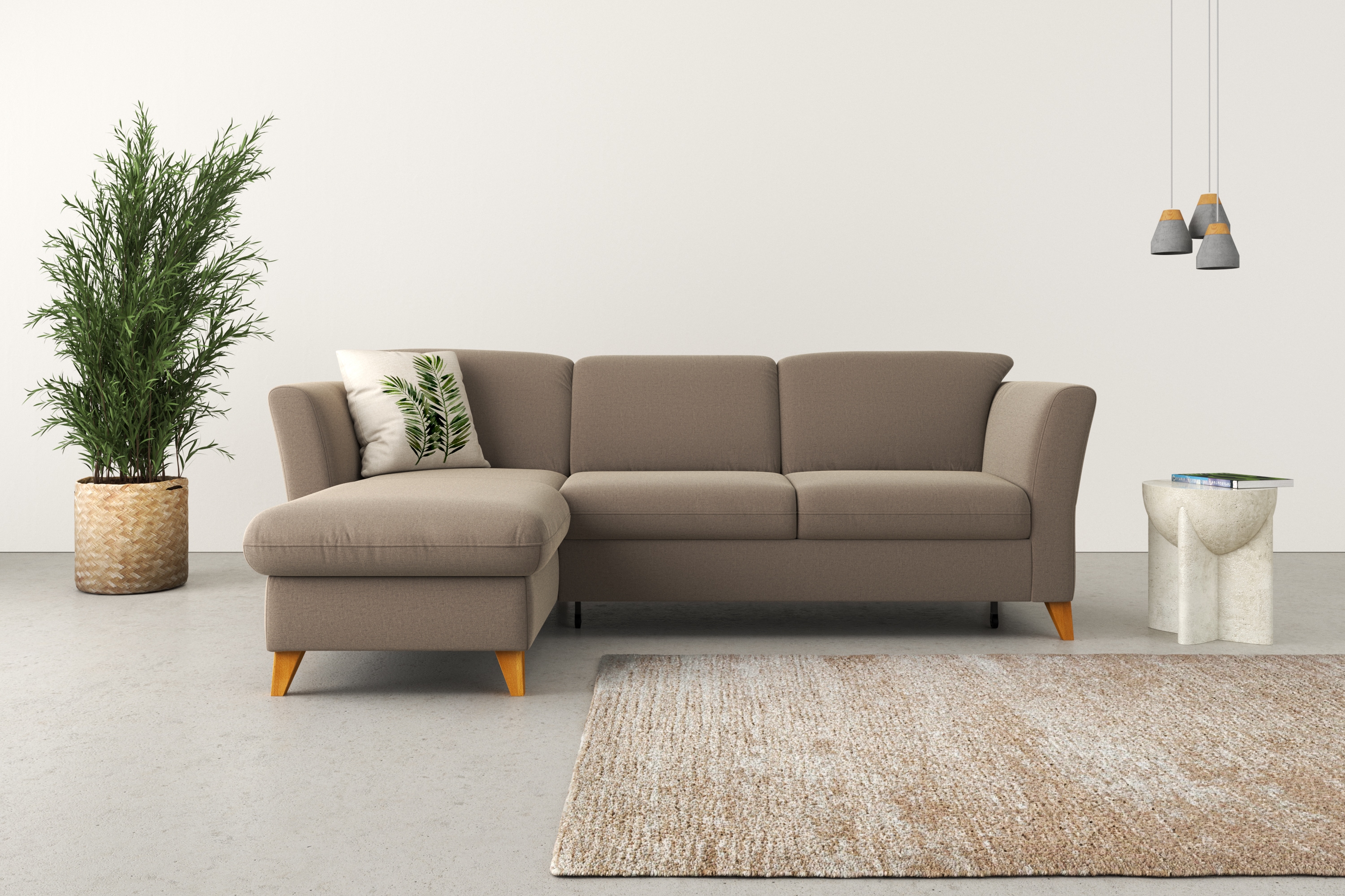 Home affaire Ecksofa "Trelleborg L-Form" Federkern-Polsterung, wahlweise mit Schlaffunktion und Bettkasten