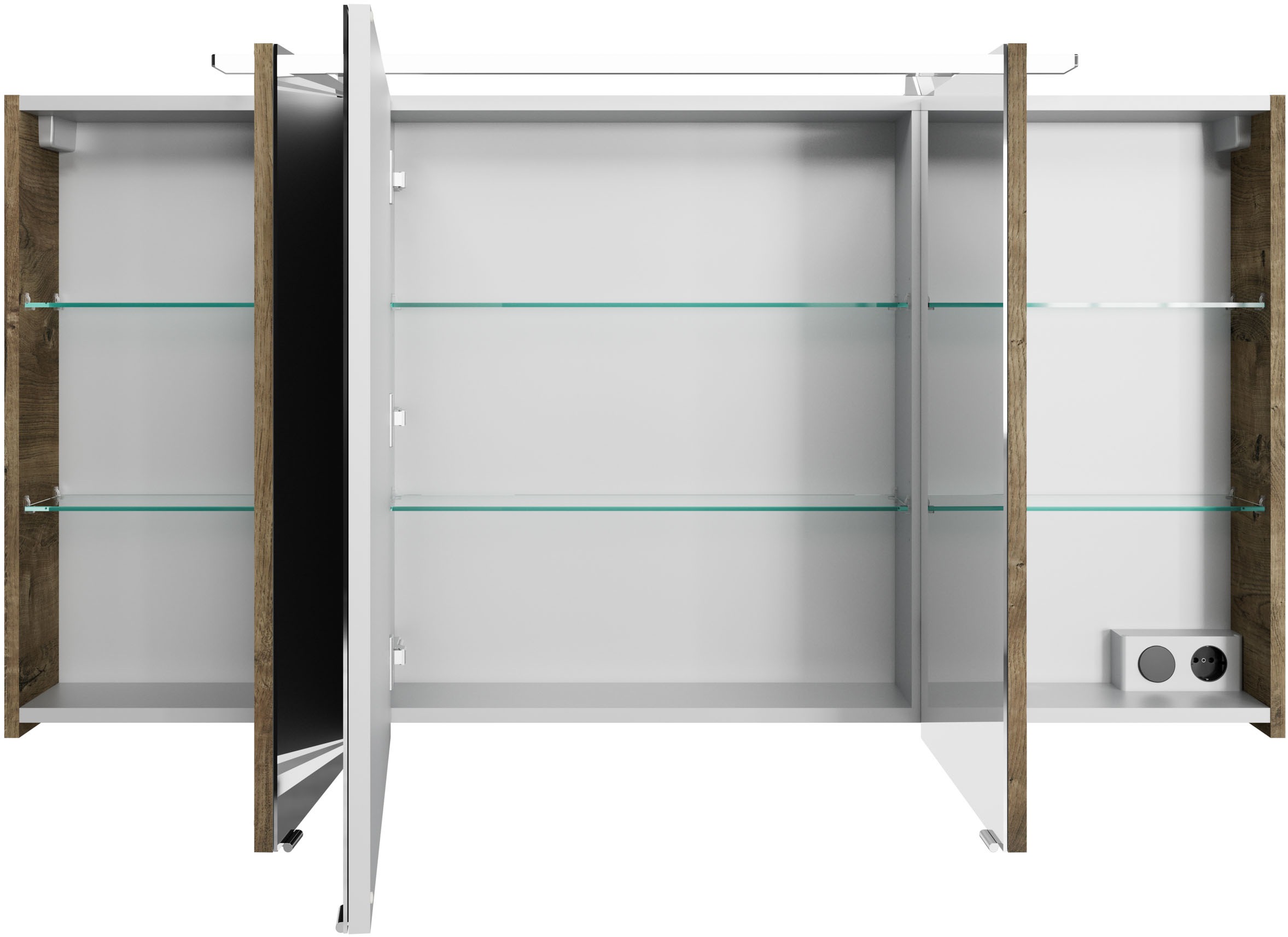Saphir Badmöbel-Set »Serie 4010 5-teilig Keramik-Waschtisch mit LED-Spiegelschrank«, (Set), Bad Set mit Unterschrank, Hängeschrank, Midischrank, inkl. Türdämpfer