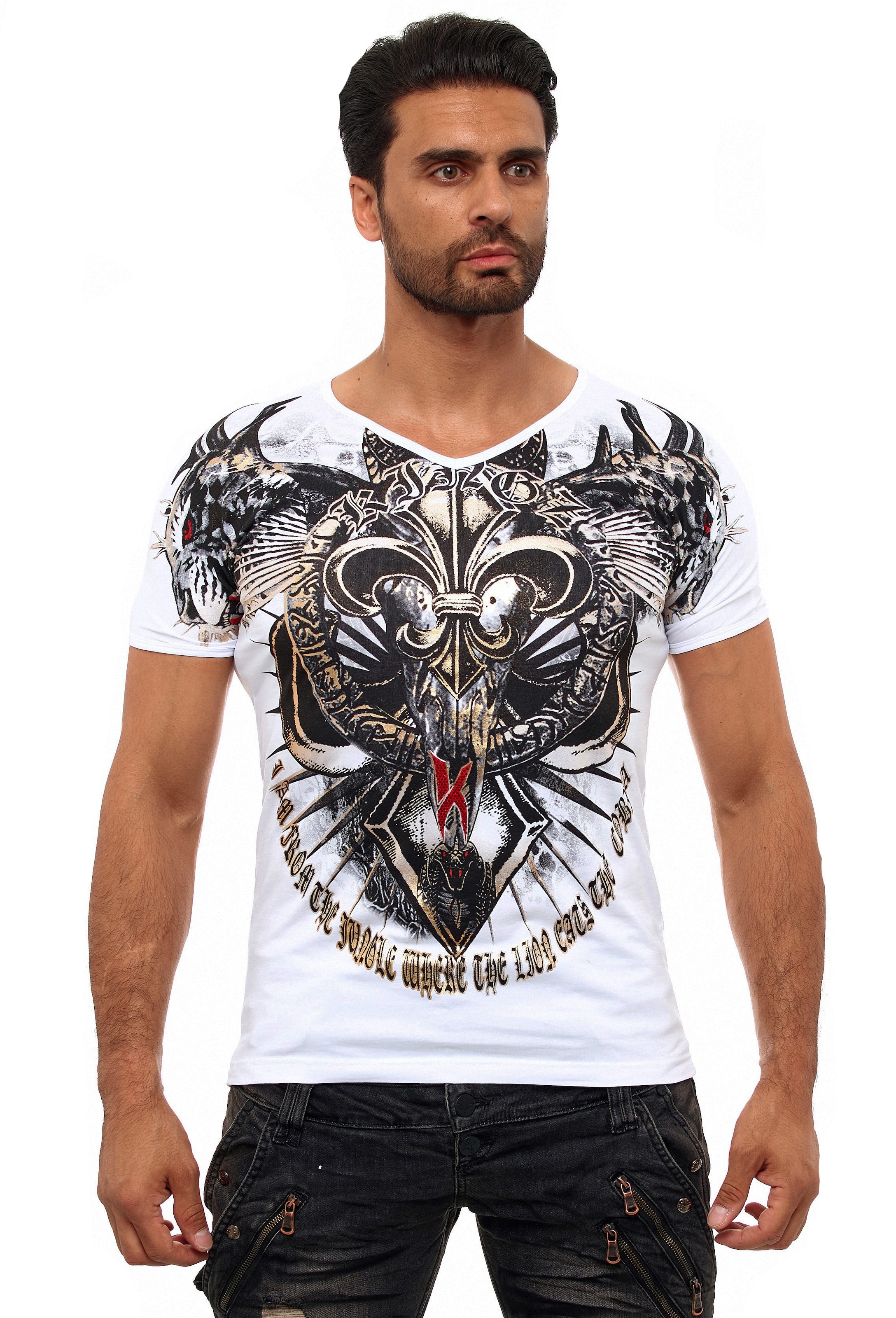 T-Shirt, mit ausgefallenem Cobra-Lilien-Print