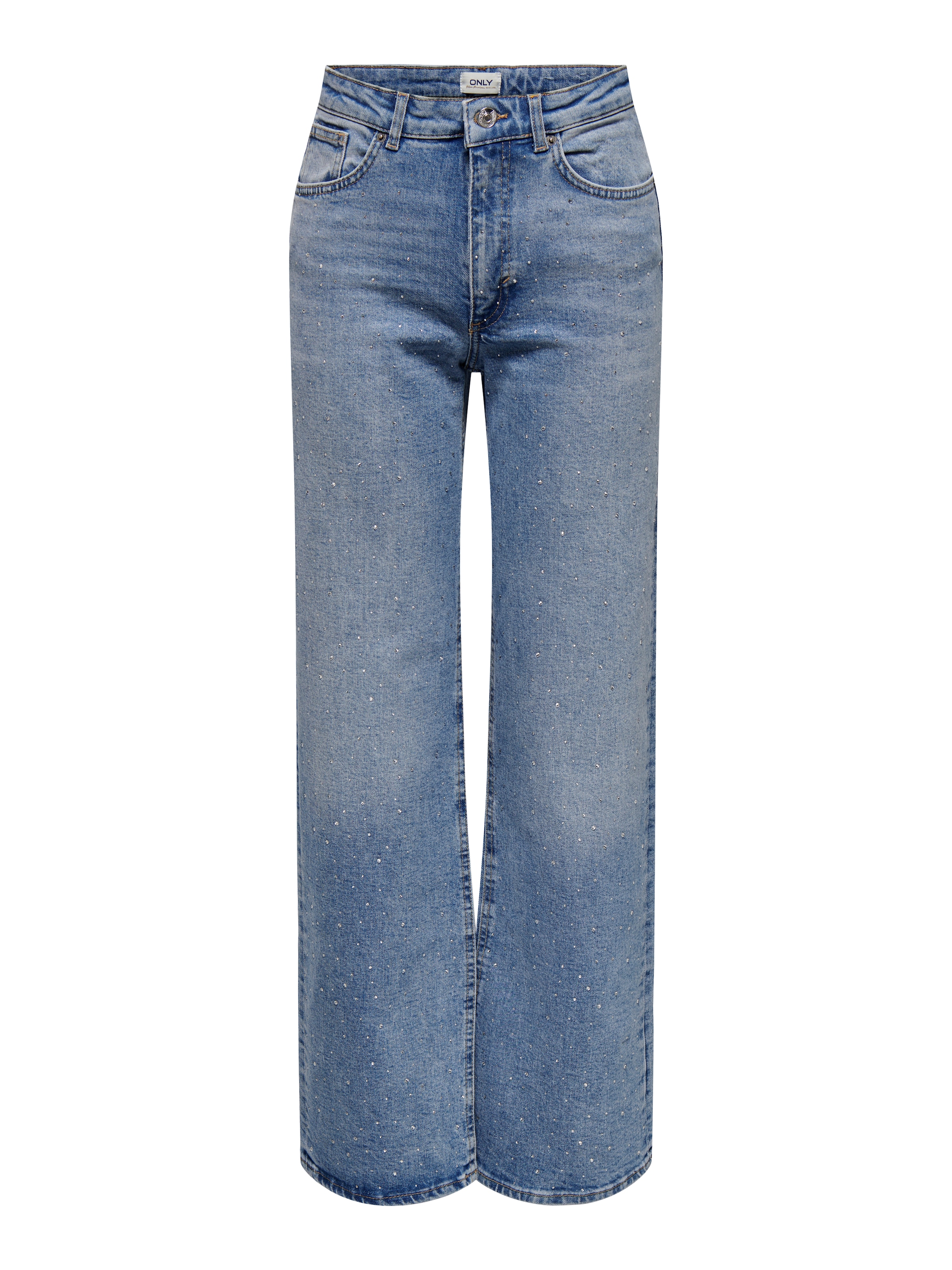 ONLY High-waist-Jeans »ONLJUICY HW RHINESTONE WIDE REA365 DNM« Baumwollmischung, Pailletten-Details, high waist, wide fit
