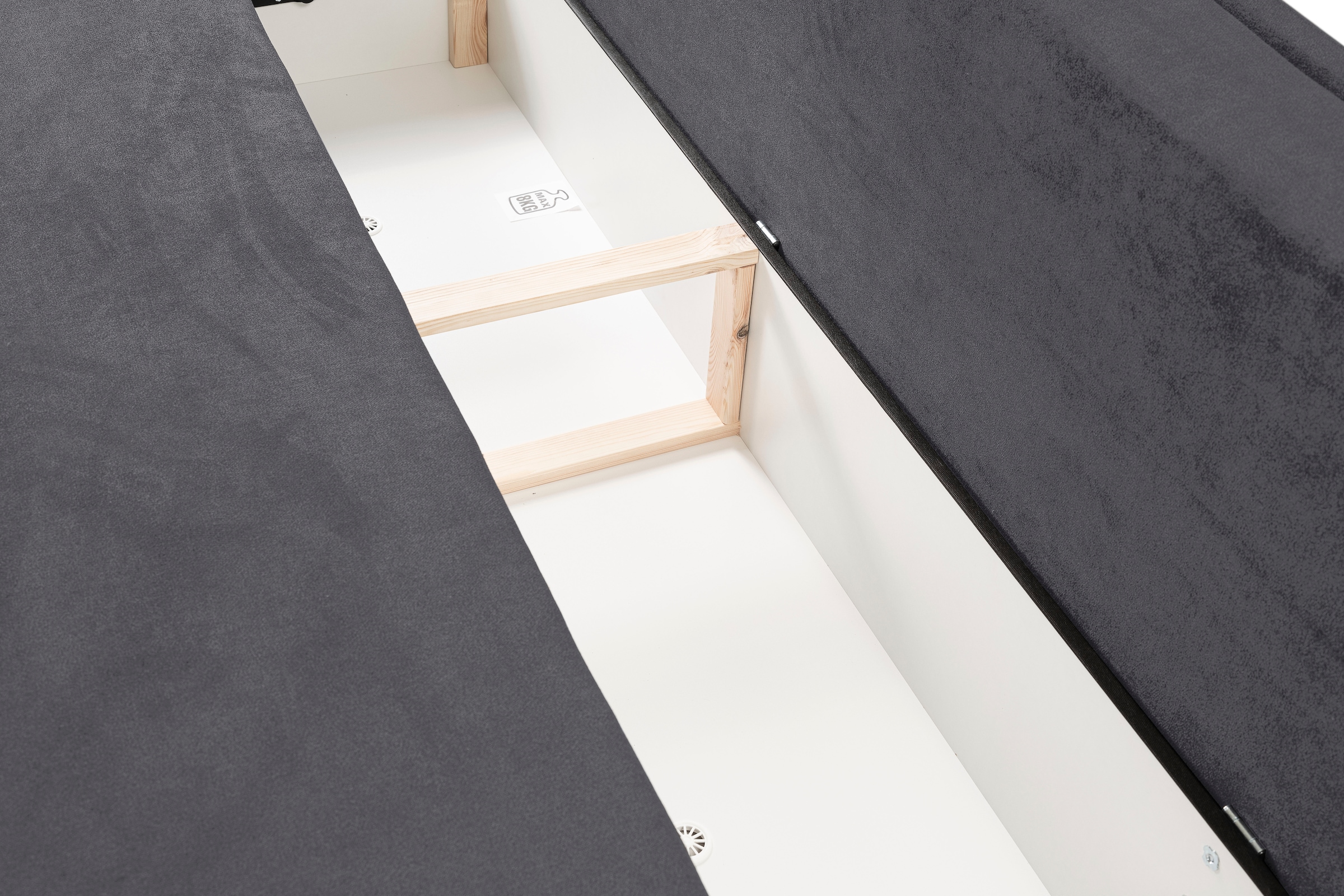 WERK2 Schlafsofa »Biggi komfortabel & elegant, Schlaffunktion, Bettkasten, Breite 206 cm«, inkl. losen Kissen, Struktur weich ASTON, dunkelgrau