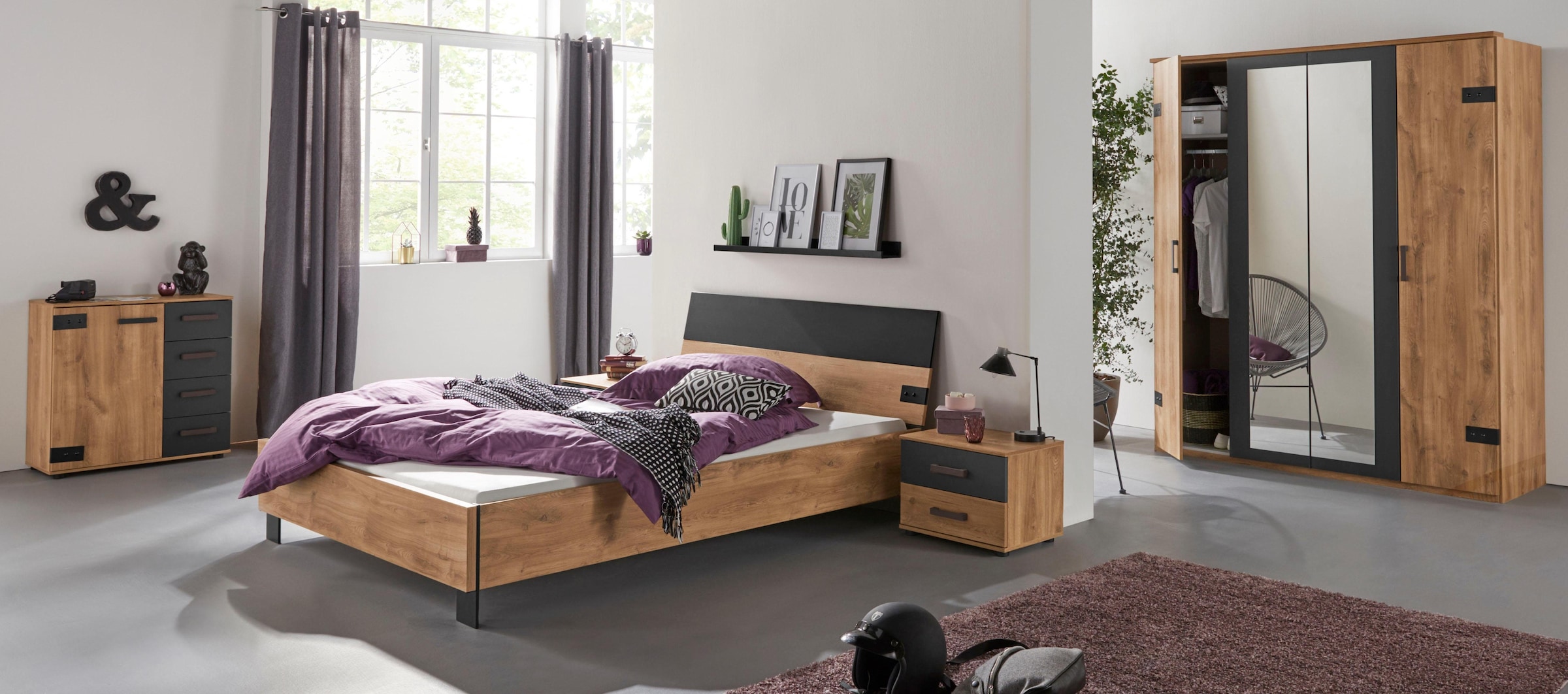 Wimex Futonbett "Malmö, Bett Made in Germany", im beliebten Industrial look, 3 Breiten zur Auswahl