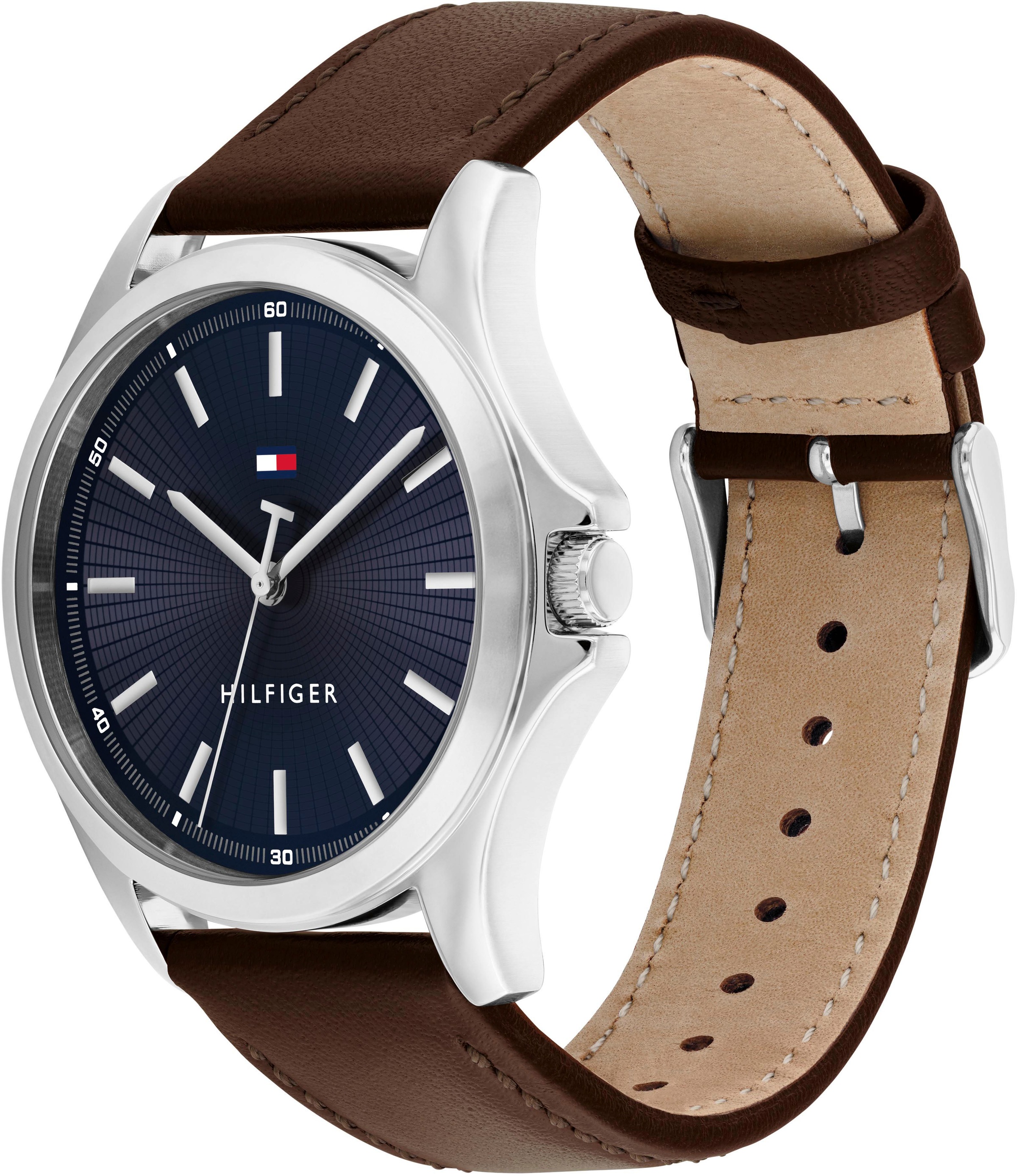 Tommy Hilfiger Quarzuhr »BRUCE« Armbanduhr, Herrenuhr, Lederarmband, analog