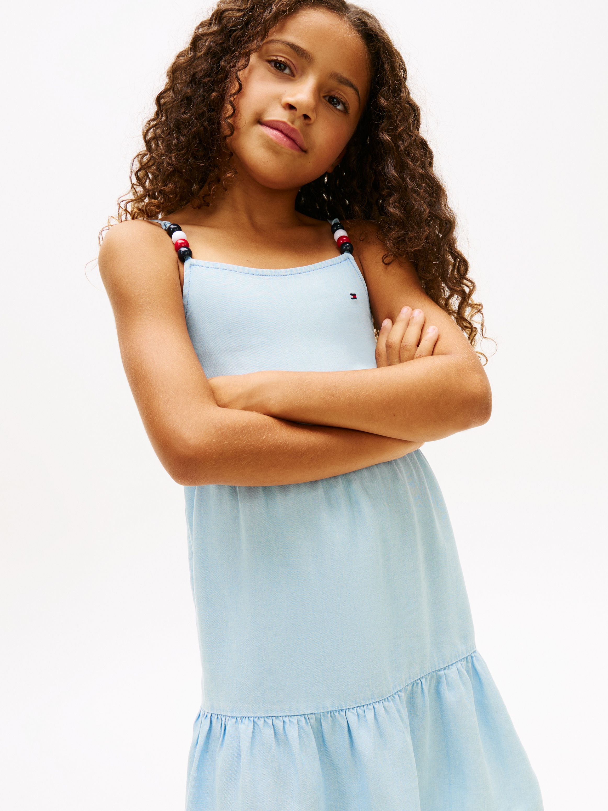 Tommy Hilfiger Spaghettikleid »TENCEL STRAP DRESS« Kinder bis 16 Jahre, mit dekorativen Trägerdetails
