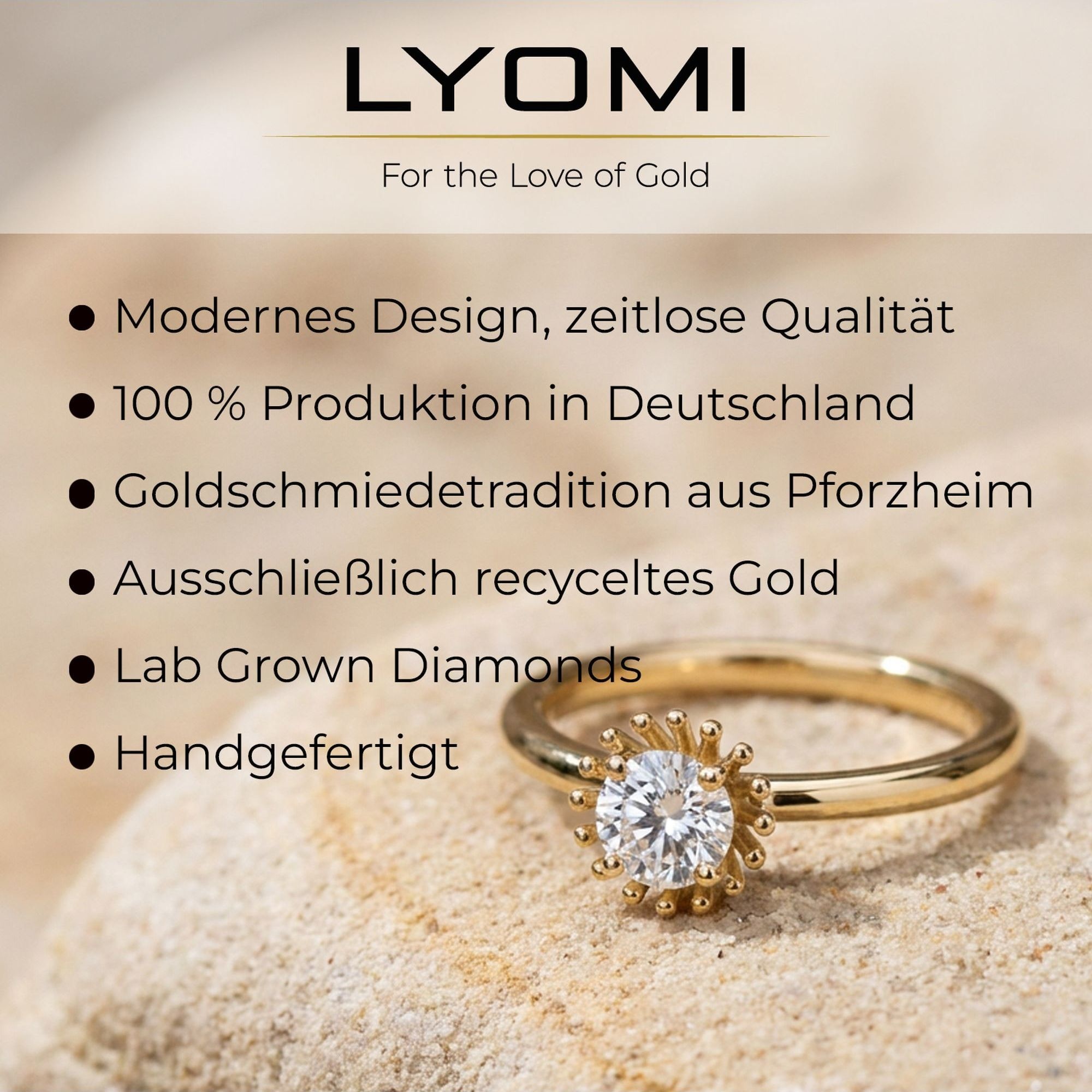 LYOMI Kette mit Anhänger »585/- Gelbgold 1 synth. Diam. 0,50 ct.«