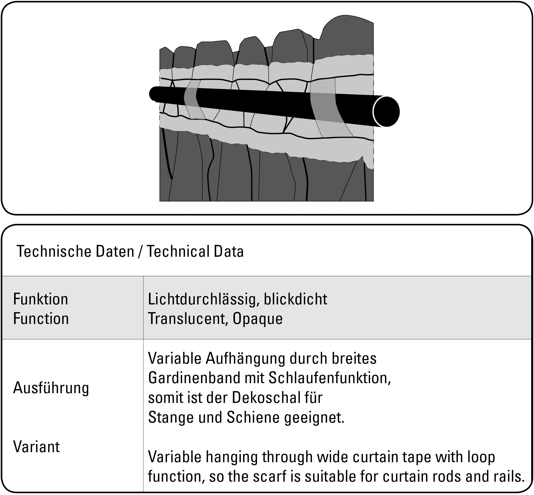 Gardine »Schal Raute«, (1 St.), mit Gardinenband und verdeckten Schlaufen