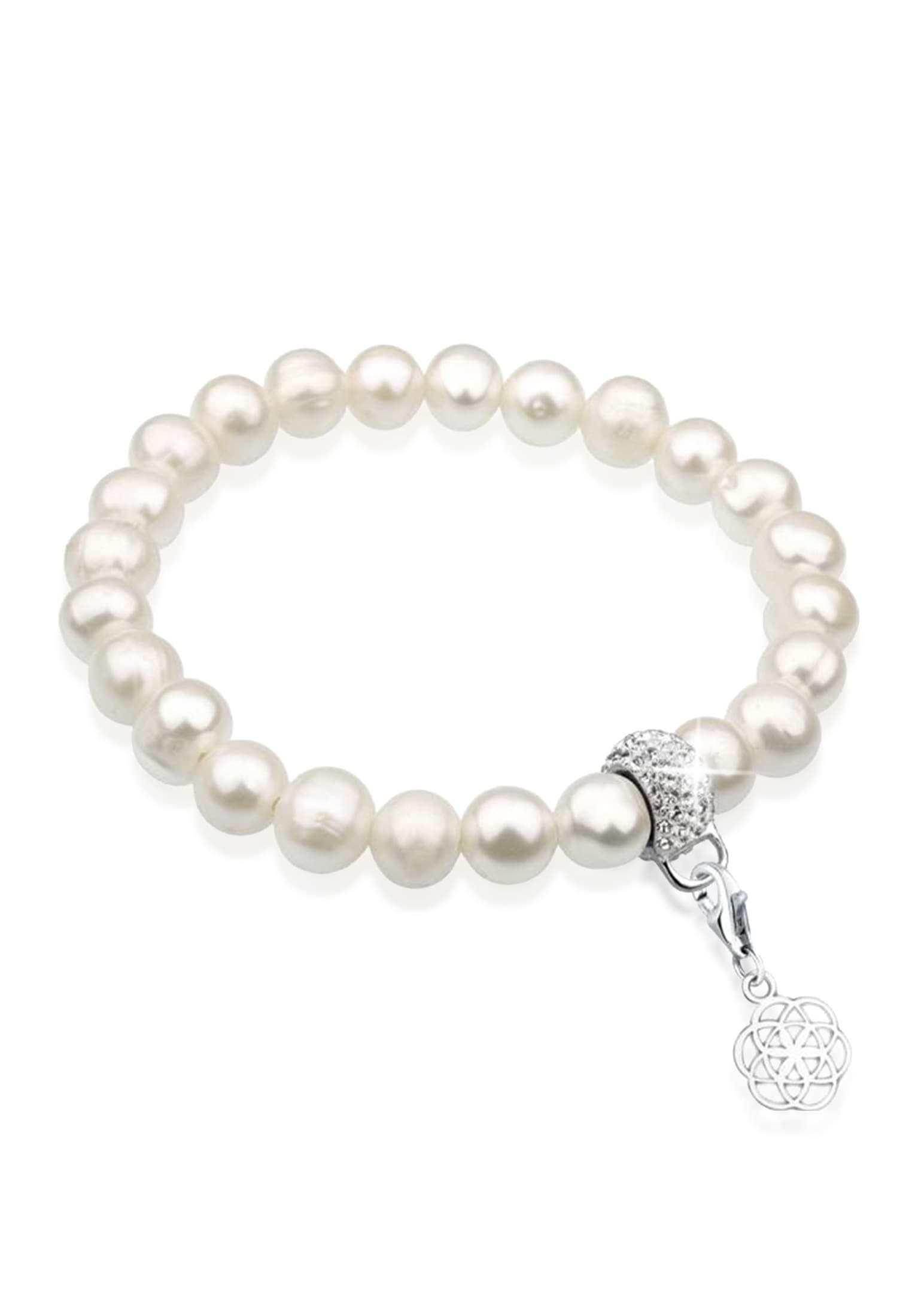 Perlenarmband »Lebensblume Perle Kristalle 925 Silber«