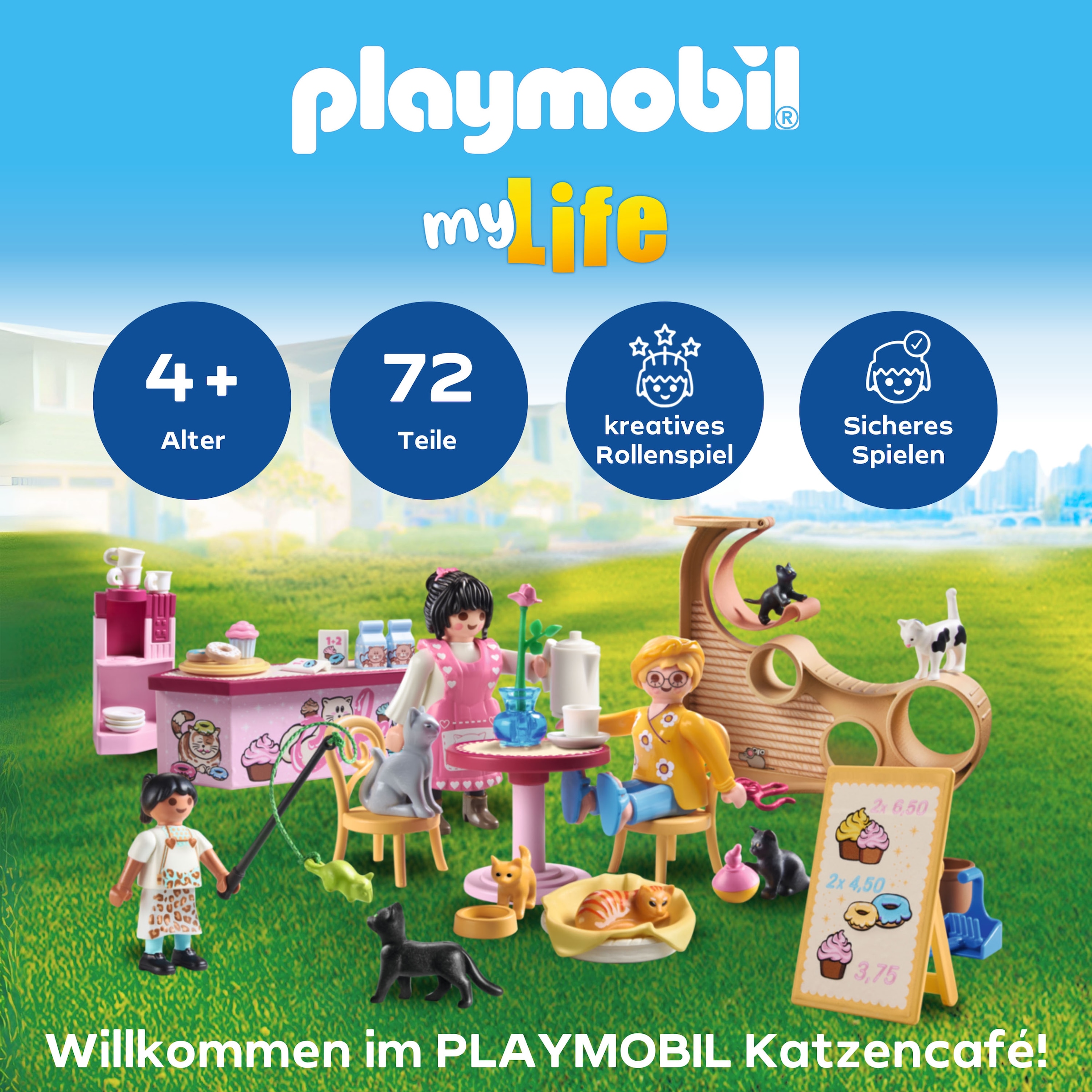 Playmobil® Konstruktions-Spielset »Katzencafe (71744), Playmobil My Life«, (72 St.), Made in Europe