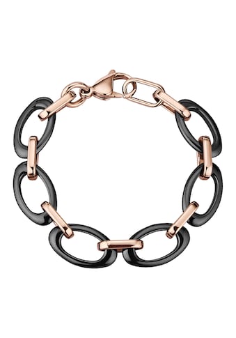 Armband »Edelstahl rosévergoldet mit schwarzem Keramik«