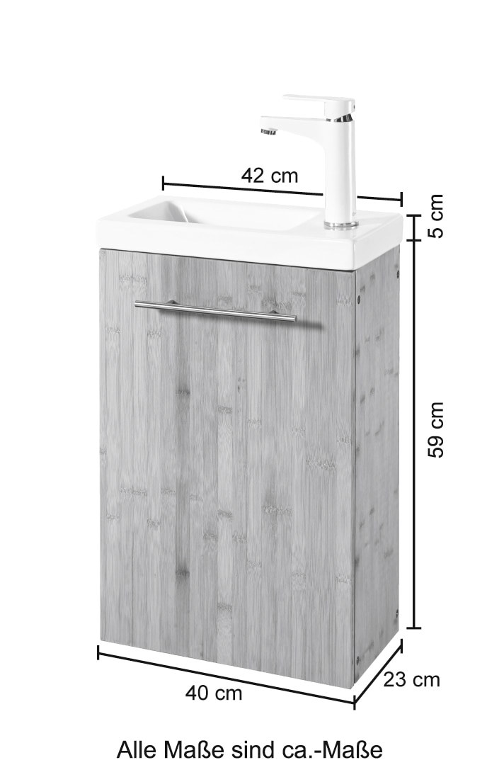 welltime Waschtisch »Bambus New«, Breite 40 cm, für das Gästebad, SlimLine  kaufen | BAUR