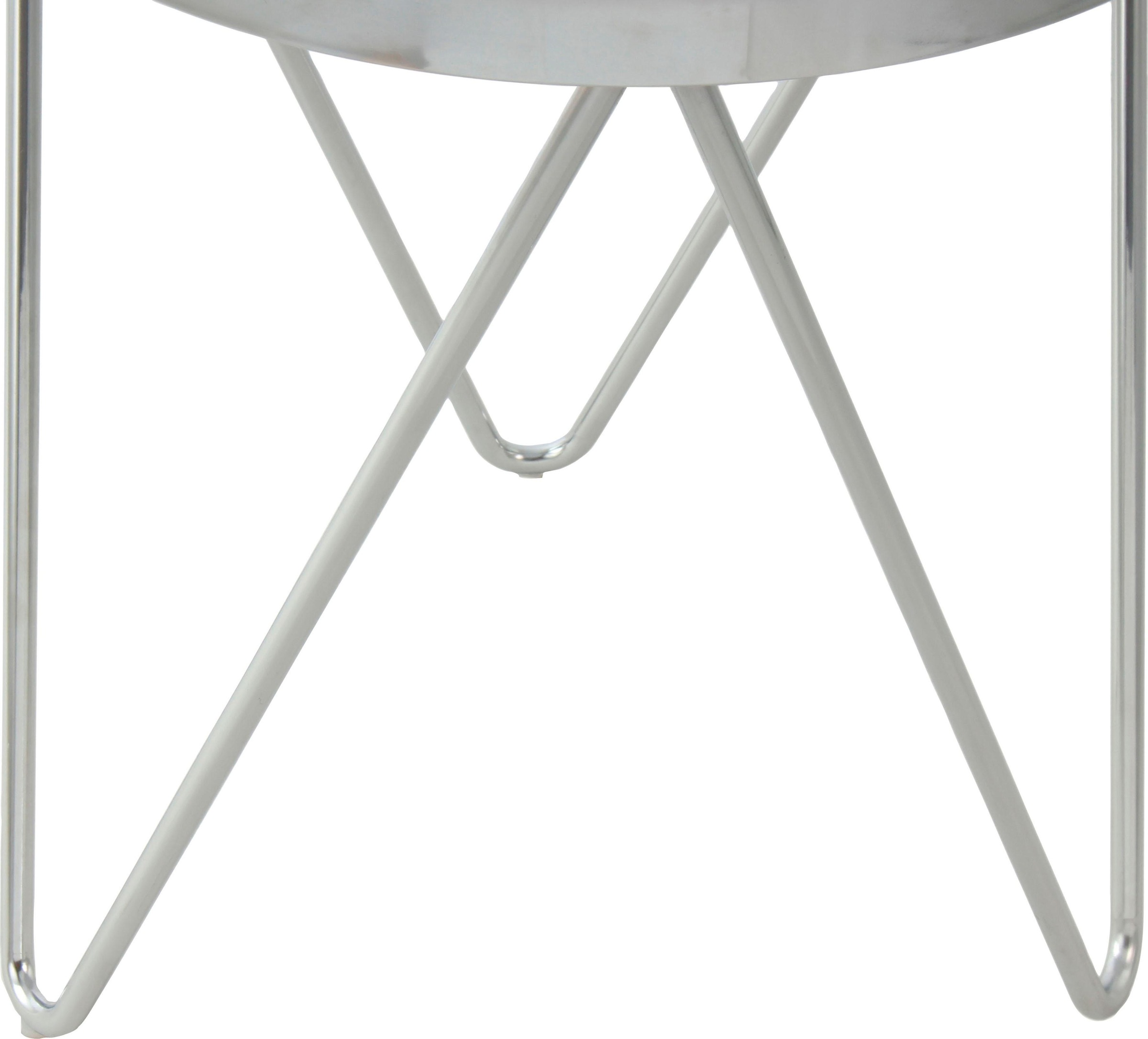 Kayoom Beistelltisch »Bonnie, modernes Gestell in Dreiecksform«, (1 St.), Ablagefläche aus Spiegelglas, modernes Gestell in Dreiecksform