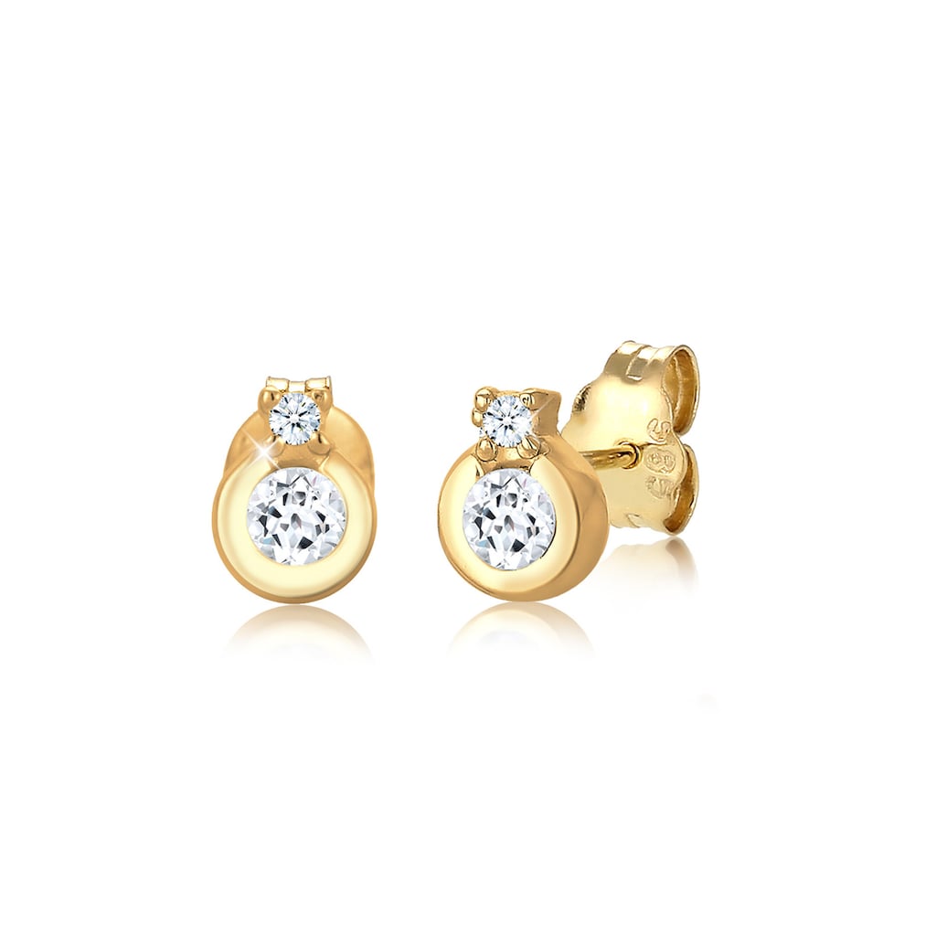 Elli DIAMONDS Paar Ohrstecker »Klassik Kreis Topas Diamant (0.03ct.) 585 Gelbgold«