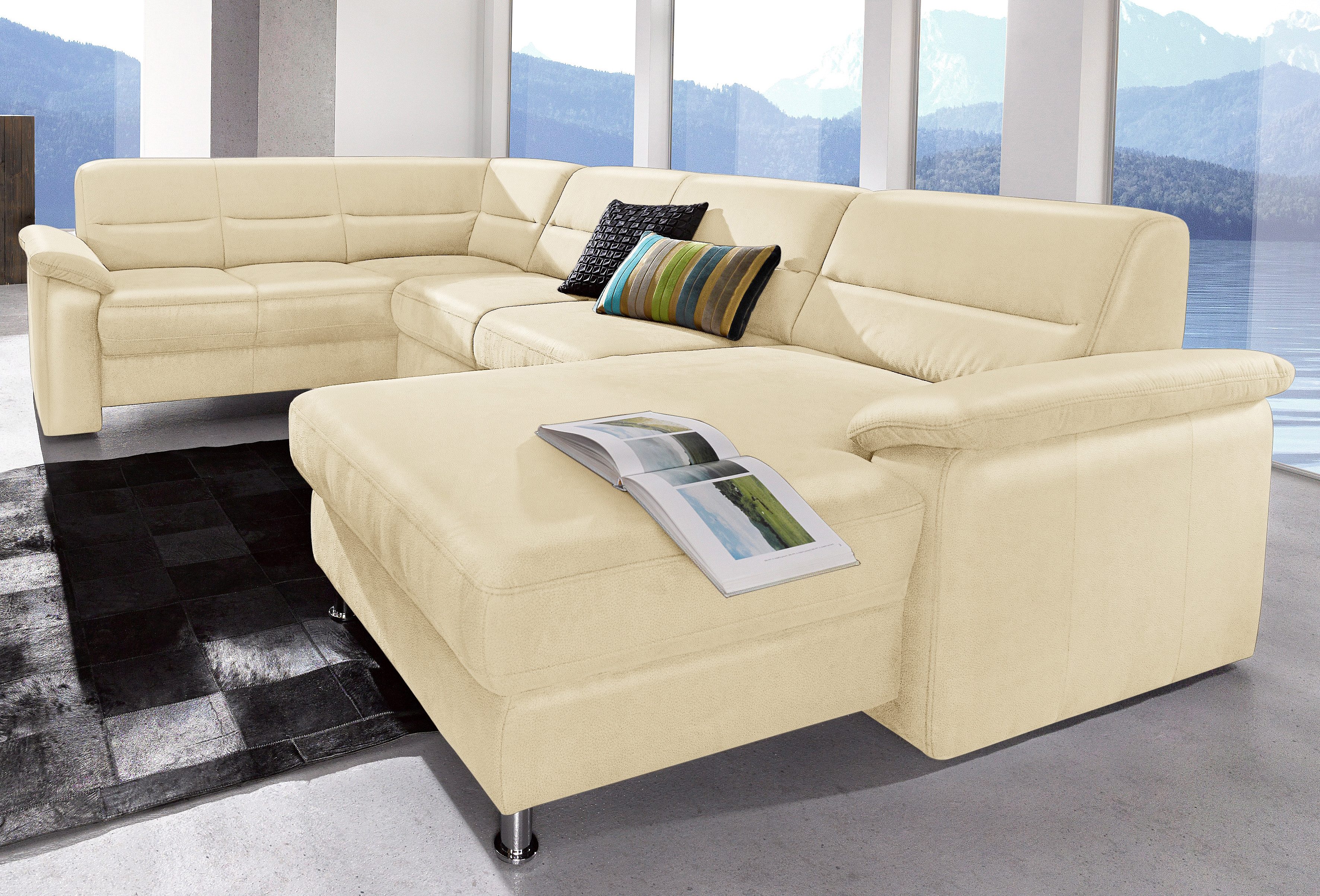 sit&more Wohnlandschaft "Ascara U-Form, B:312cm, klassisches Design, Taschenfederkernpolsterung" inklusive Boxspring/Federkern-Polsterung, wahlweise mit Schlaffunktion