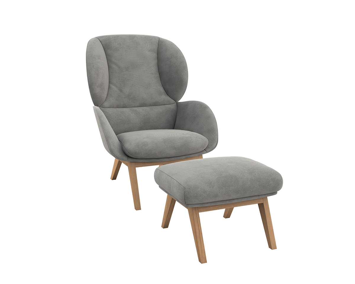 FLEXLUX Ohrensessel »Adria«, Stil & Komfort, organische Form, Fuß Eiche