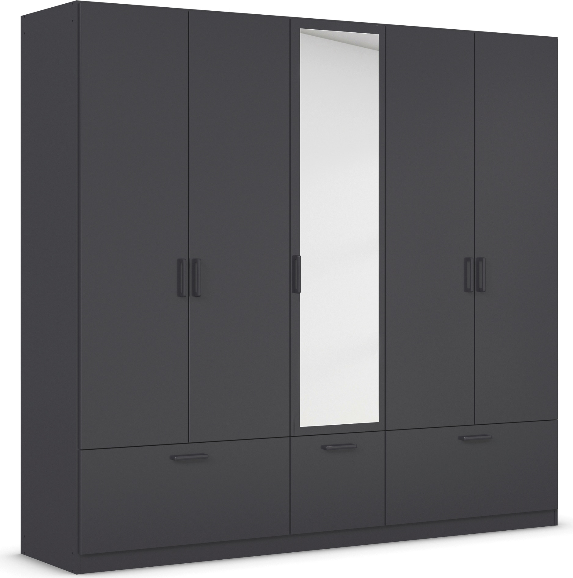 rauch Drehtürenschrank »Kleiderschrank Schrank Garderobe Wäscheschrank BARI mit Spiegel«, mit Schubkästen und modernem Griff in Graumetallic MADE IN GERMANY