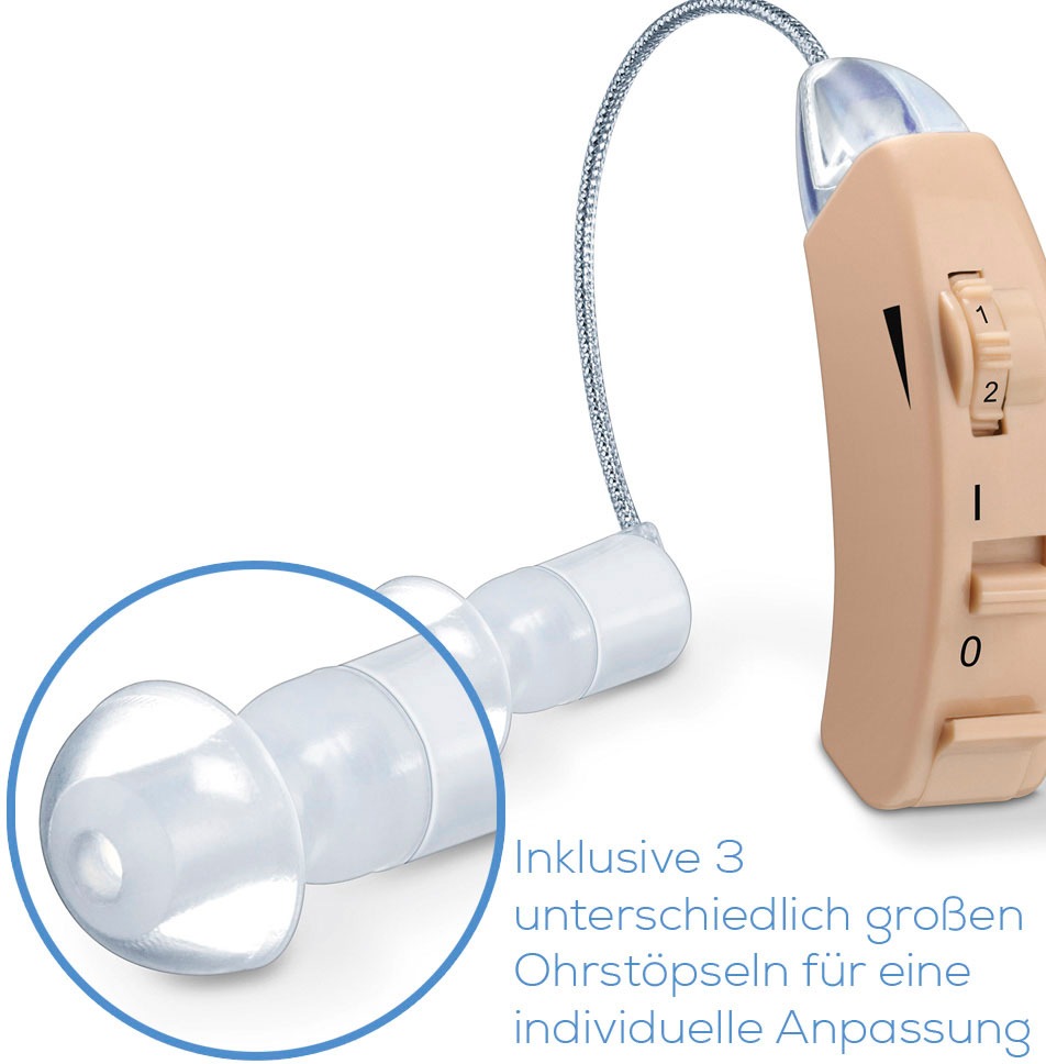 BEURER Hörverstärker »HA 50«, Ergonomische Passform, rauscharme Wiedergabe, inkl. 3 Aufsätze