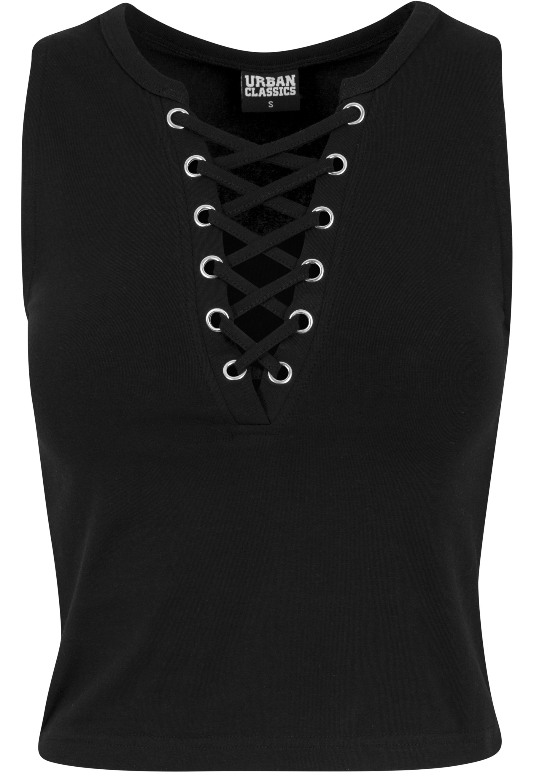 URBAN CLASSICS Yoga & Relax Shirt "Urban Classics Damen Ladies Lace Up Cropped Top" 1 Stk.
