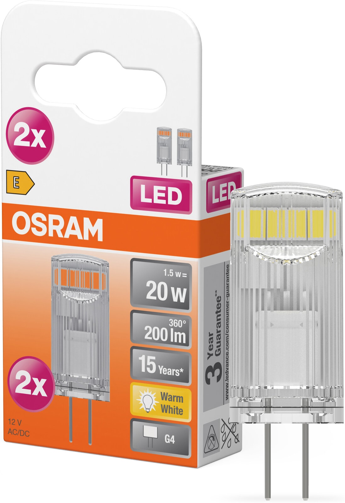 OSRAM LED-Leuchtmittel "LED PIN Lampe", Ø:1,2cm, transparent, Leuchtmittel