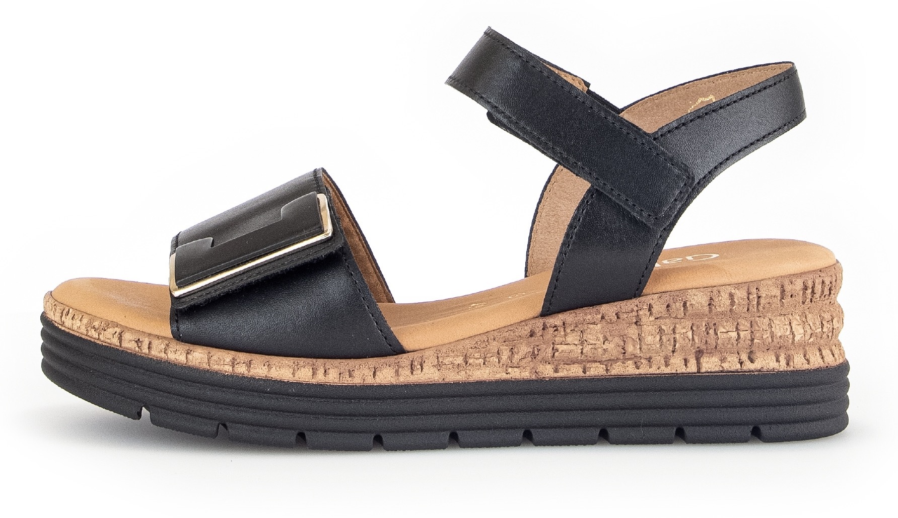 Keilsandalette GABOR COMFORT "Gabor Comfort Sandalen Glattleder", Damen, Gr. 39, schwarz, Glattleder, Schuhe 2