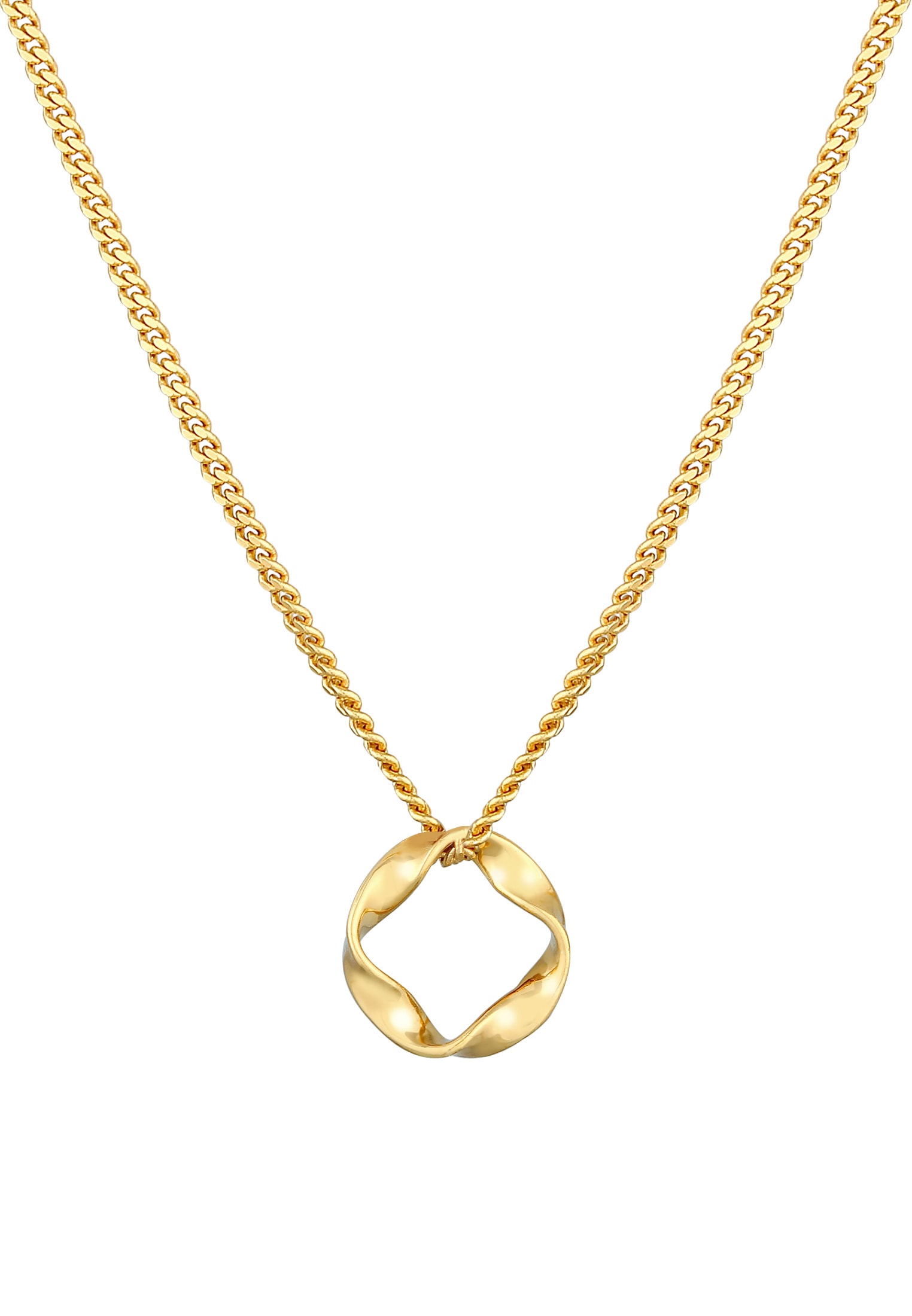 Elli Premium Kette mit Anhänger »Kreis Design Twisted Gedreht 585 Gelbgold«