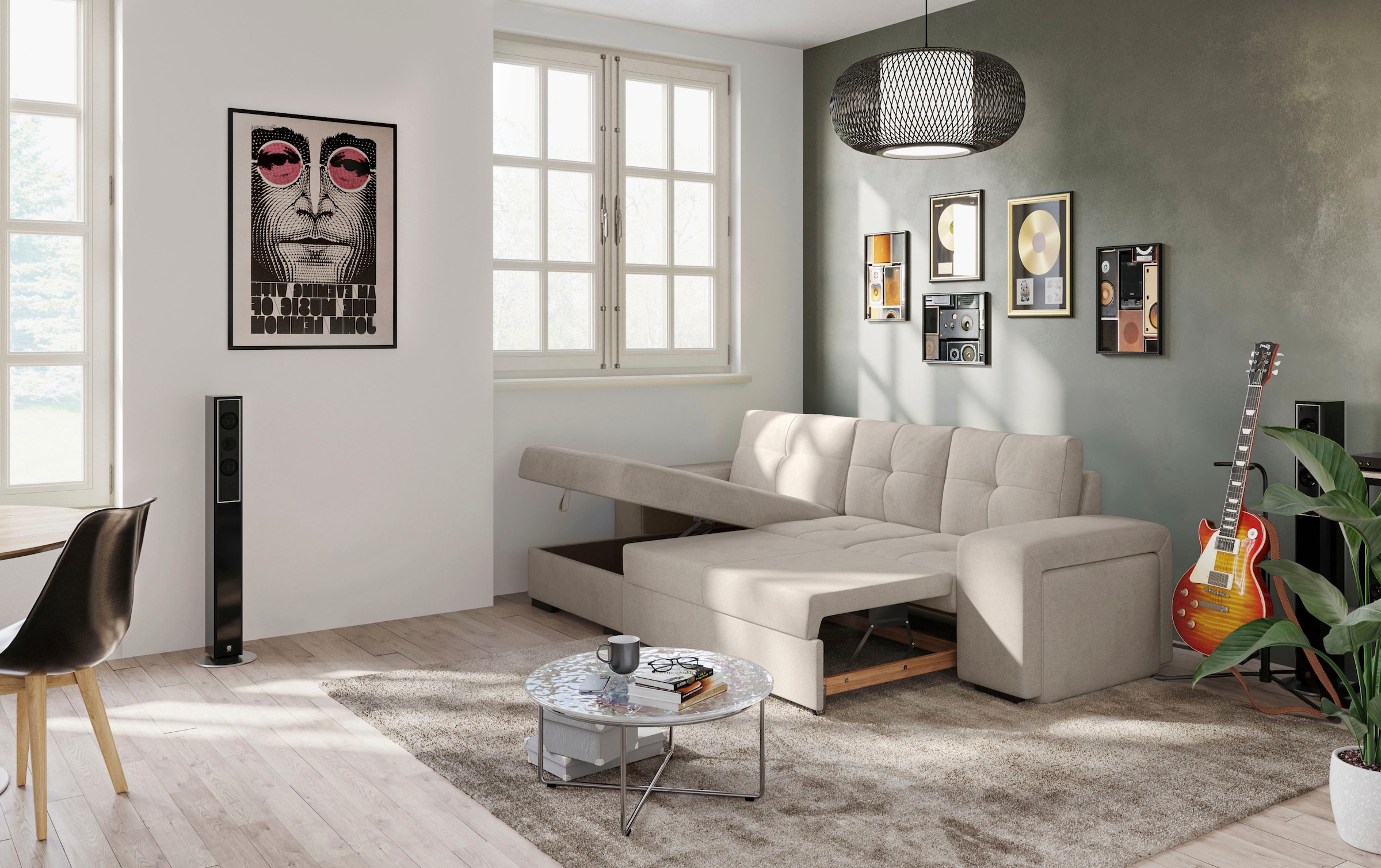 COTTA Ecksofa »Mattina L-Form«, inkl. Hocker, wahlweise mit Bettfunktion und Bettkasten