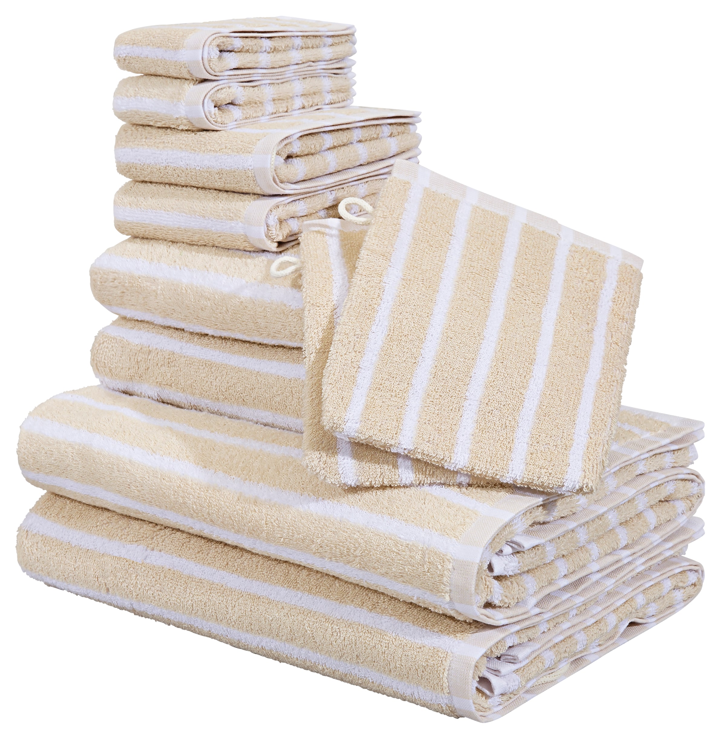 OTTO home Handtuch Set "Jannika, Duschtücher, Handtücher, Gästetücher, Seiftücher, Waschlappen" 10 Frottier Handtücher mit Streifen, 100% Baumwolle, weich, umfangreiches Set