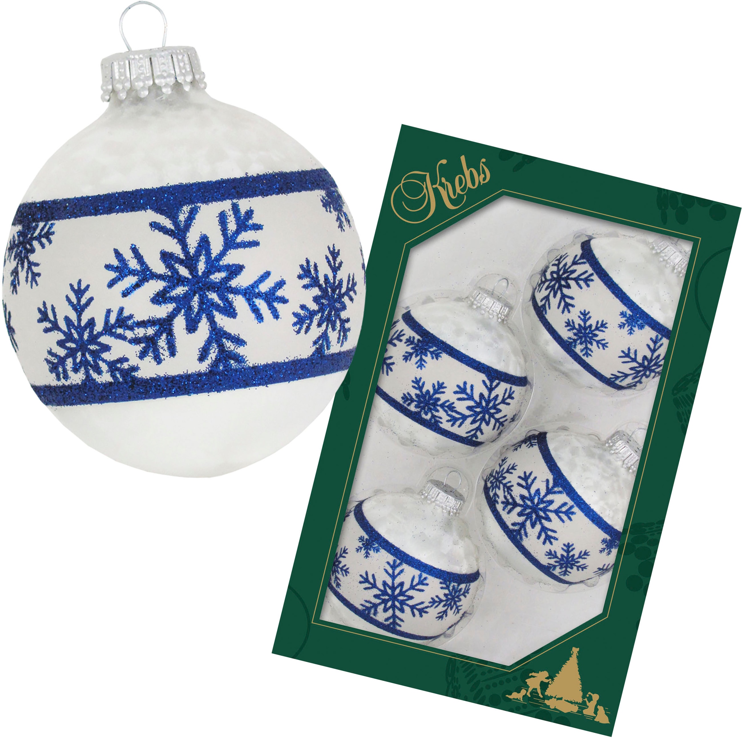 Krebs Glas Lauscha Weihnachtsbaumkugel "Schneeflockenband" Weihnachtsdeko, günstig online kaufen