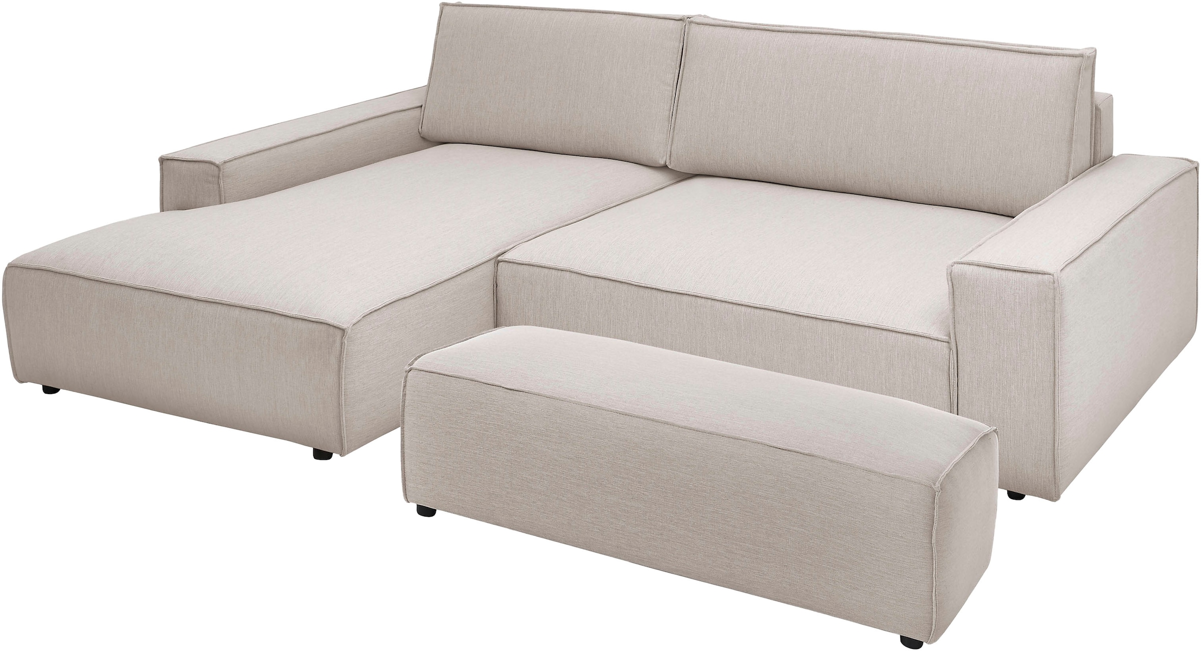 Home affaire Polsterecke »NEU: SHERWOOD XXL tief, L-Form mit Schlaffunktion, Big-Sofa mit Hocker«, (Set, 2 St.), stellbar zum Schlafsofa (Krokodilverbinder), Cord, Leinenoptik