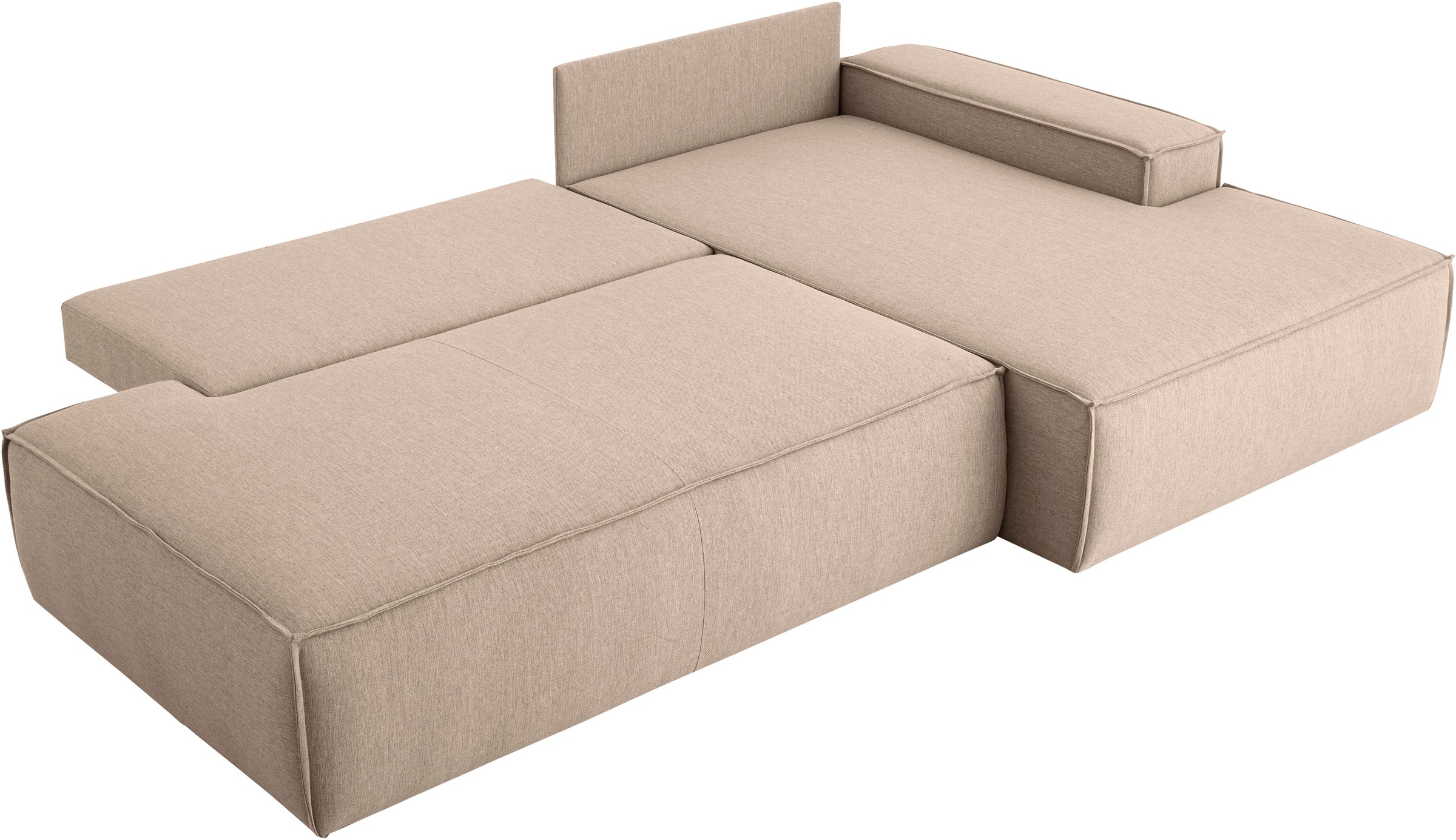 Home affaire Ecksofa »SHERWOOD, Schlafsofa in L-Form offen (275cm), Cord, Leinenoptik«, Schlaffunktion und Bettkasten, Kedernaht, hoher Sitz- & Liegekomfort