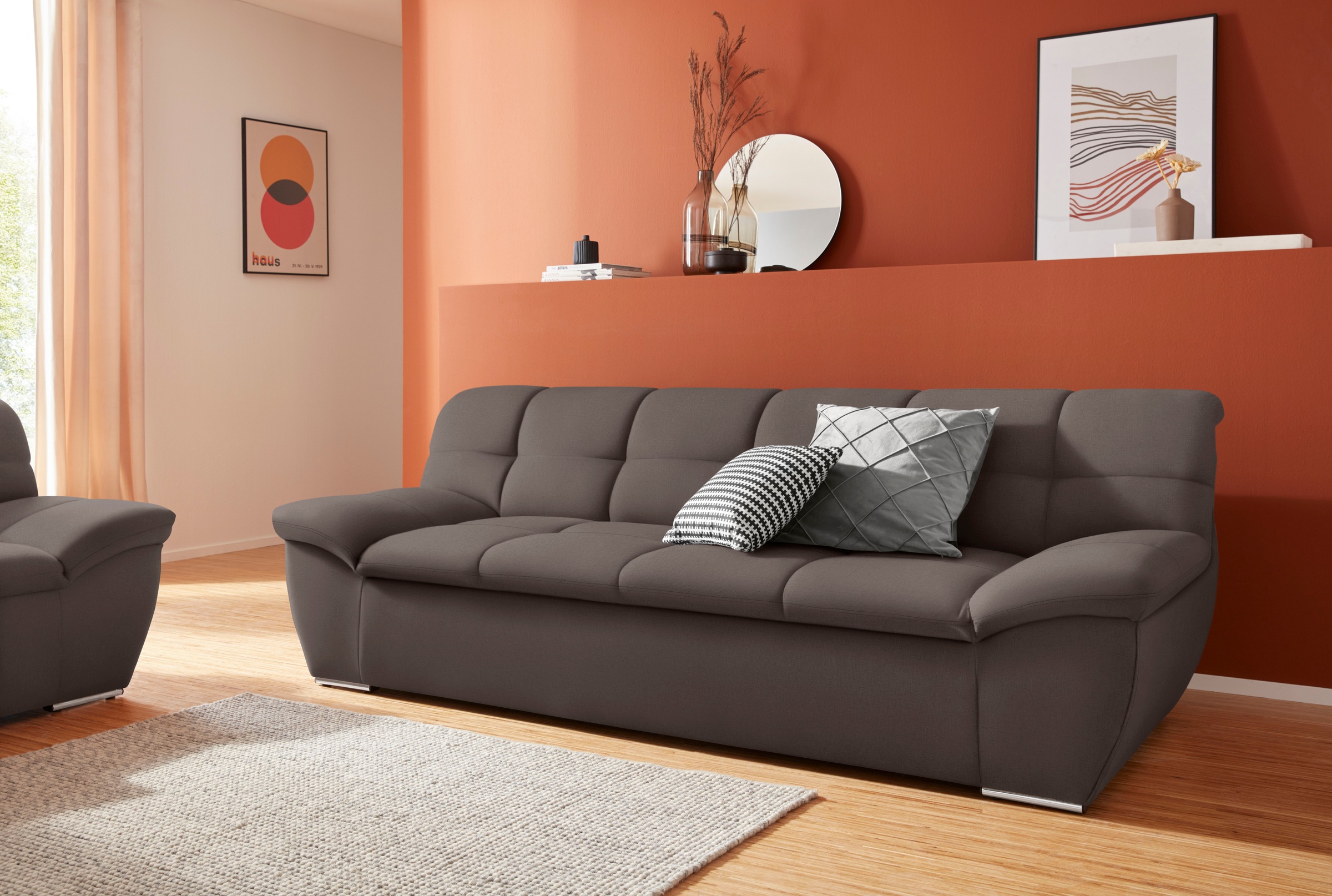 DOMO collection 3-Sitzer "Lagoa, moderne Sitzheftung, bequem und komfortabe günstig online kaufen