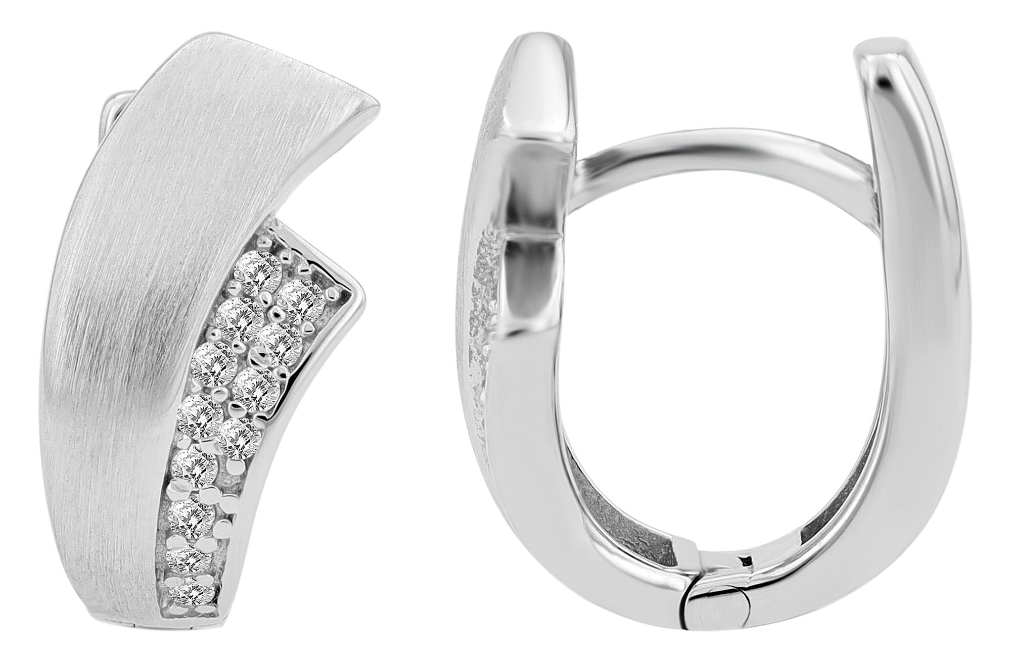 Adelia´s Klappcreolen »Damen Ohrringe – Klappcreole aus 925 Silber mit Zirkonia« Ein kleines Geschenk mit großer Wirkung