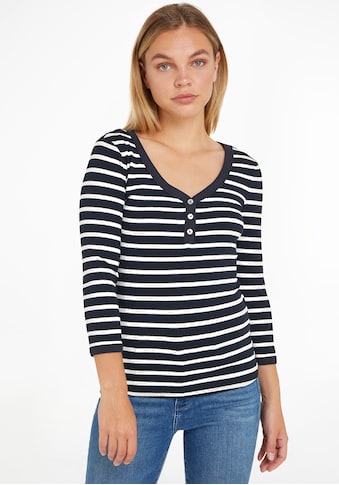 TOMMY HILFIGER 3/4-Arm-Shirt »SLIM 5X2 RIB HENLEY 3/4...