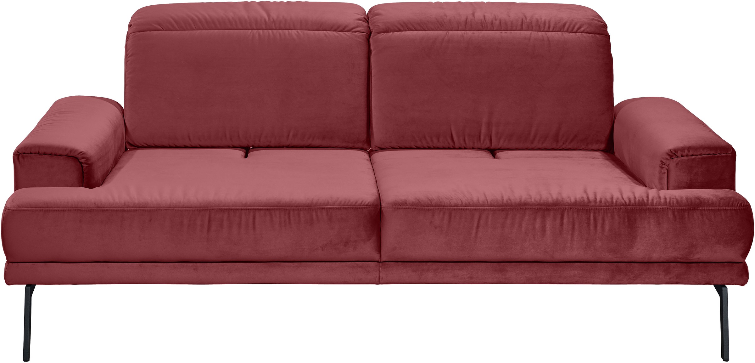 2-Sitzer MUSTERRING "MR 4580", rot, B:198cm H:79cm T:130cm, 100% Polyester, Sofas, inkl. Kopf- und Sitztiefenverstellung, Fuß schwarz, B198 x T103 cm