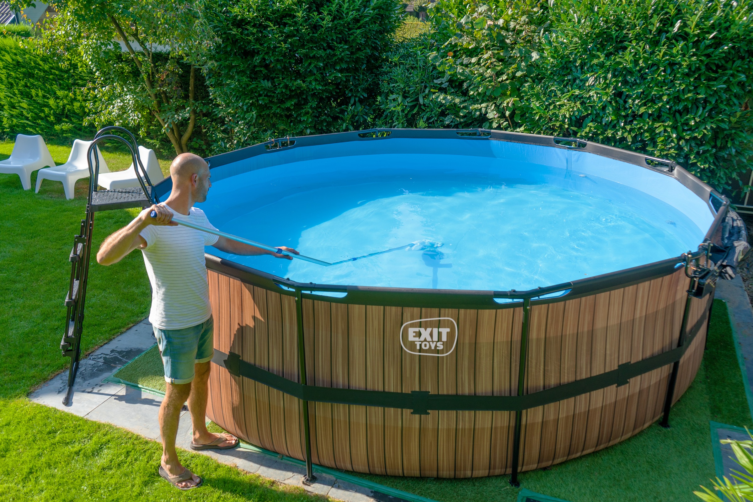 Piscine avec pompe filtrante enfant Exit Toys Wood 427 x 122 cm