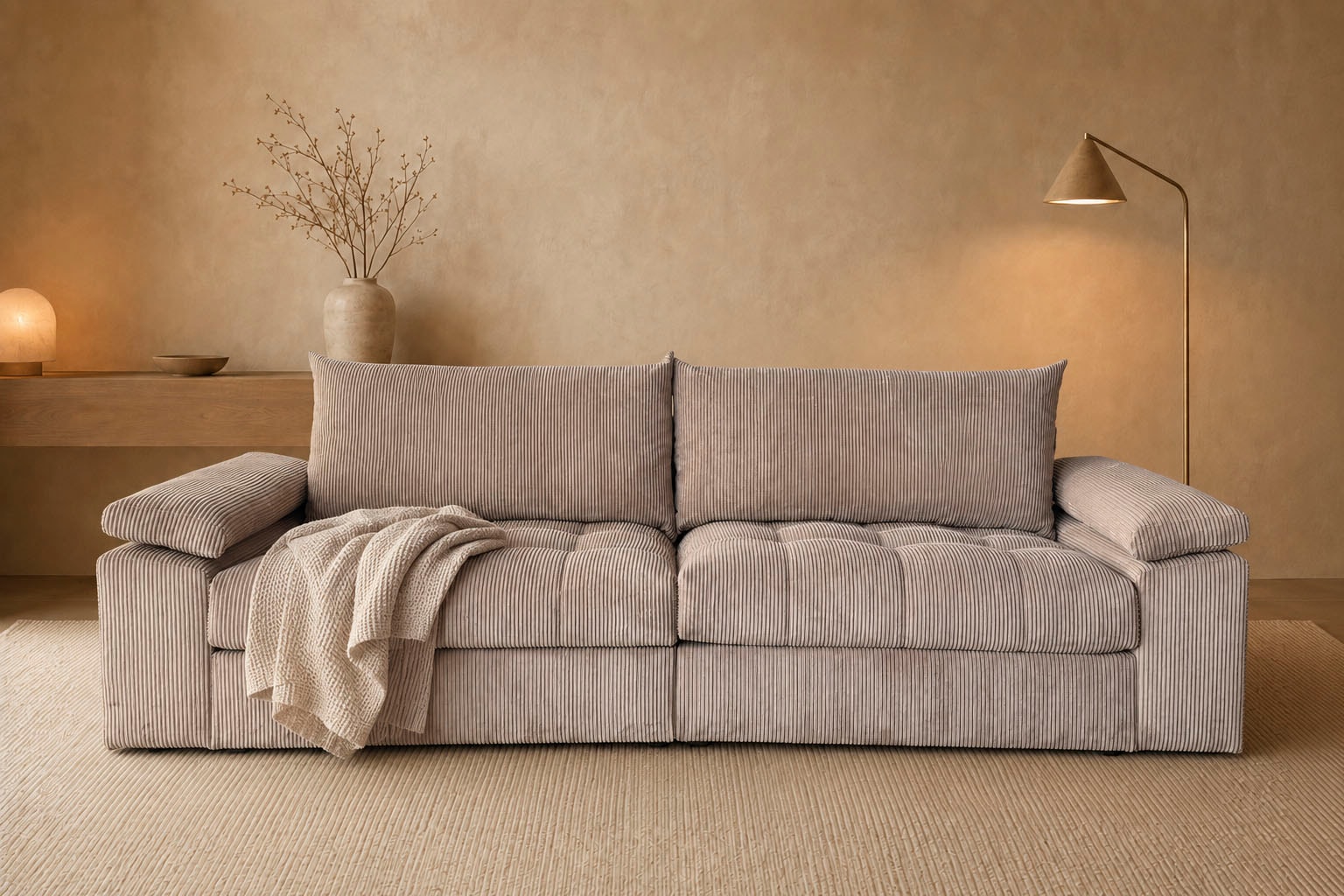 OTTO home Big-Sofa »Soft&Cosy Pik XXL, B: 303 cm, Mega Sofa in Cord« Lounge-Komfort mit edler Sitzsteppung, Federkern