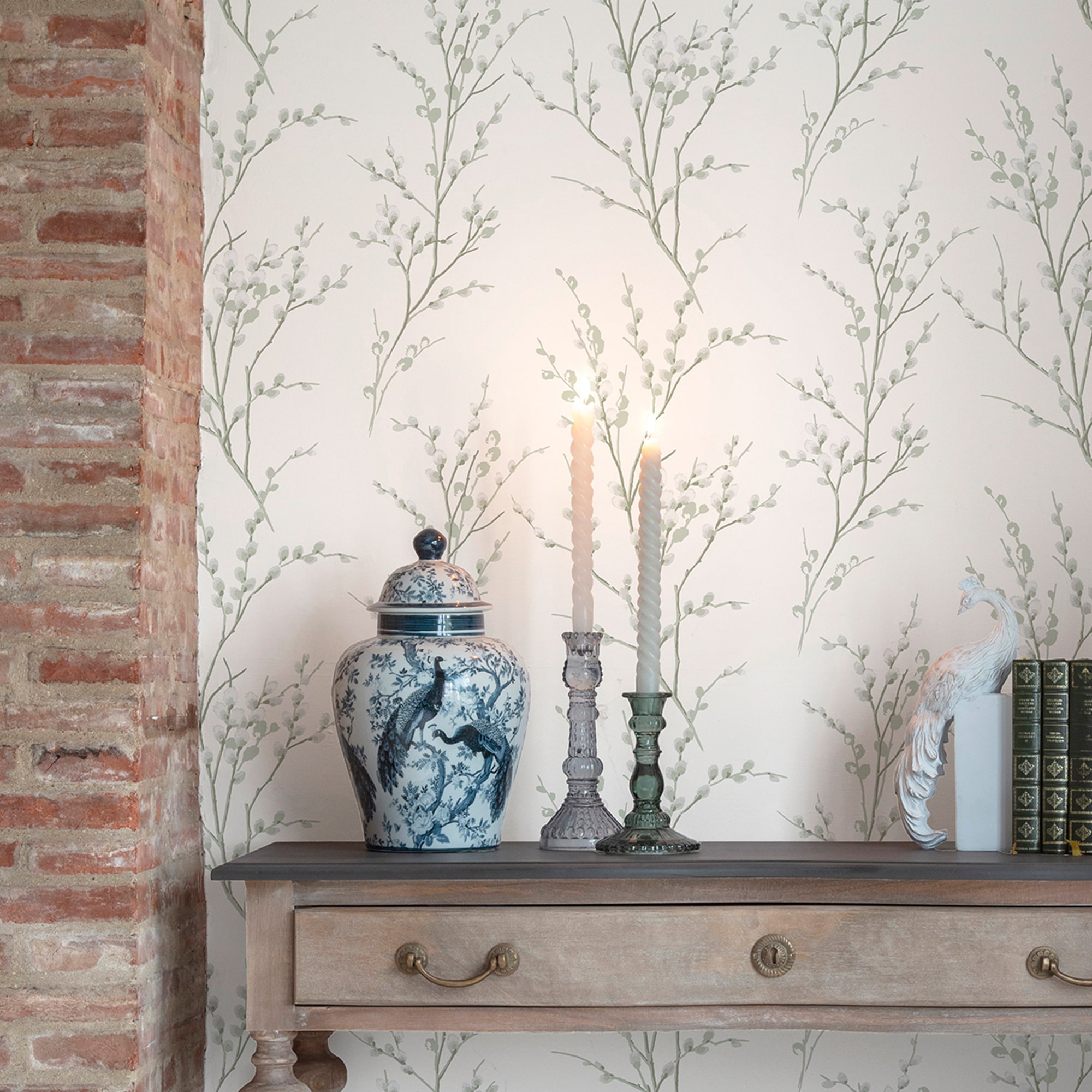 LAURA ASHLEY Vliestapete "PUSSY WILLOW" floral glatt Design Tapeten