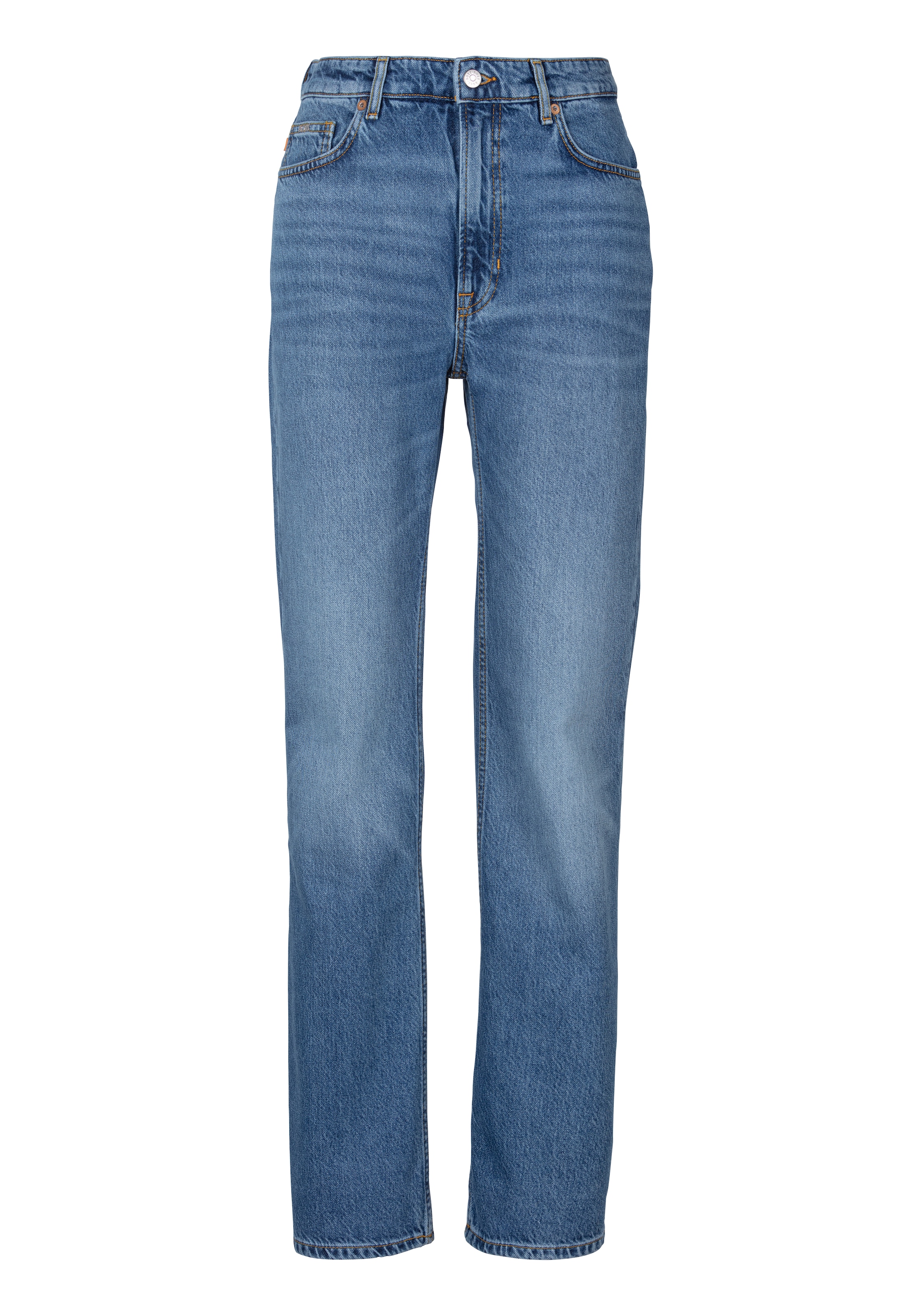 BOSS ORANGE Straight-Jeans »Ada High Rise Slim Premium Damenmode«, mit BOSS Leder-Badge