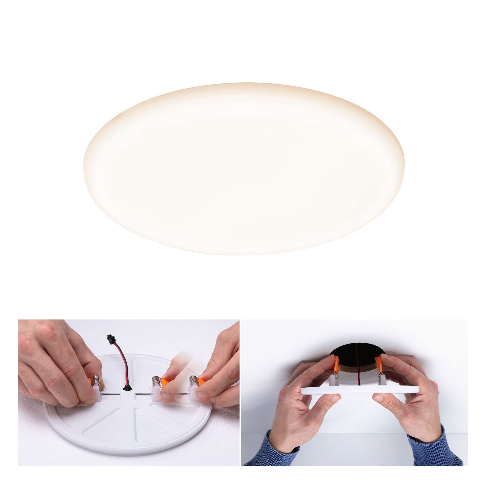 Paulmann LED Einbauleuchte »VariFit Veluna IP44 rund 215mm 21W 1650lm 3000K Satin 3-Step-Dim« 1 Stk. Warmweiß Einbaupanel, dimmbar