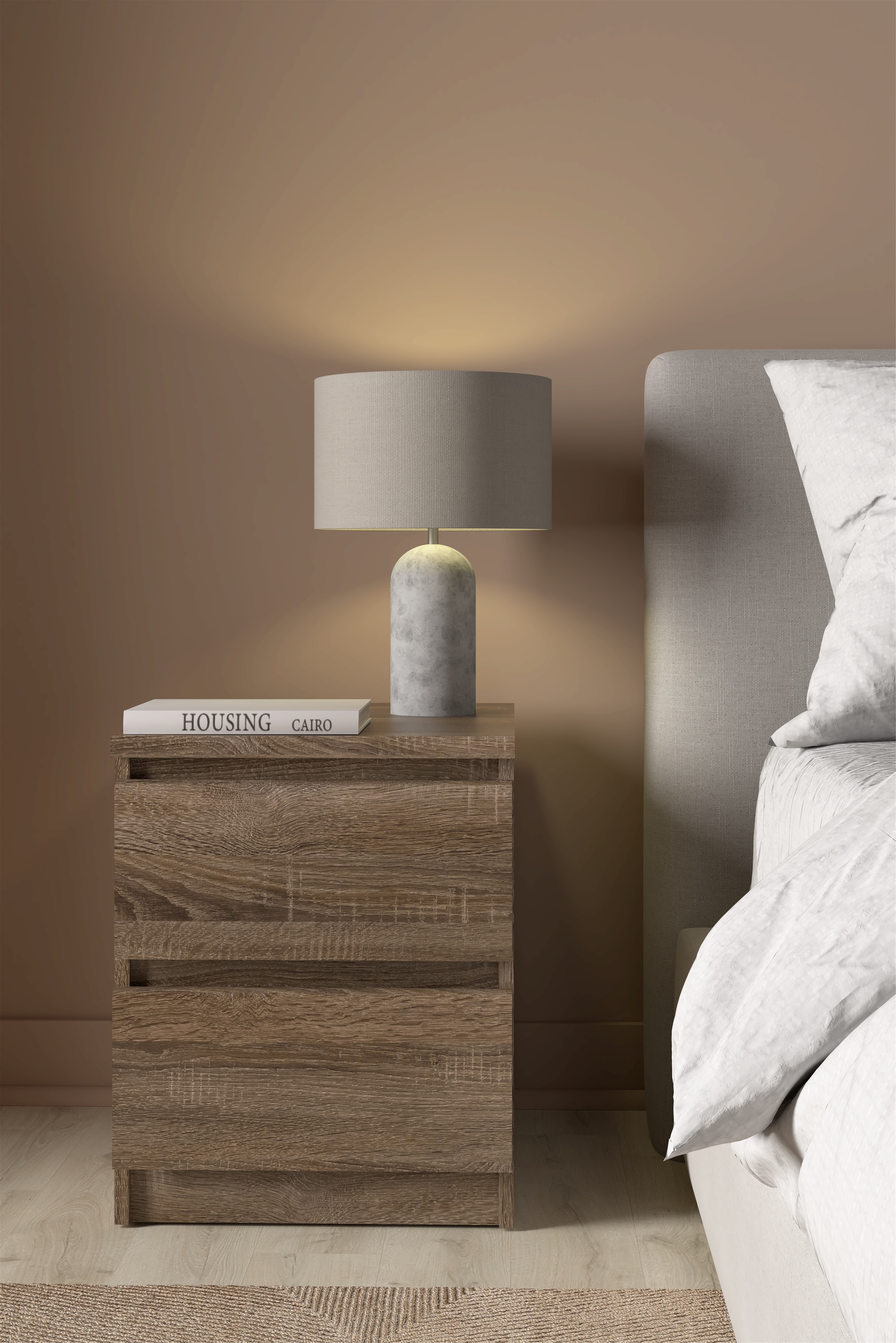 Home affaire Nachttisch "Naia, 2 Schubladen, Aufbewahrung für das Schlafzimmer, grifflose Front" mit 2 Schubladen, Breite 40 cm, Höhe 50 cm