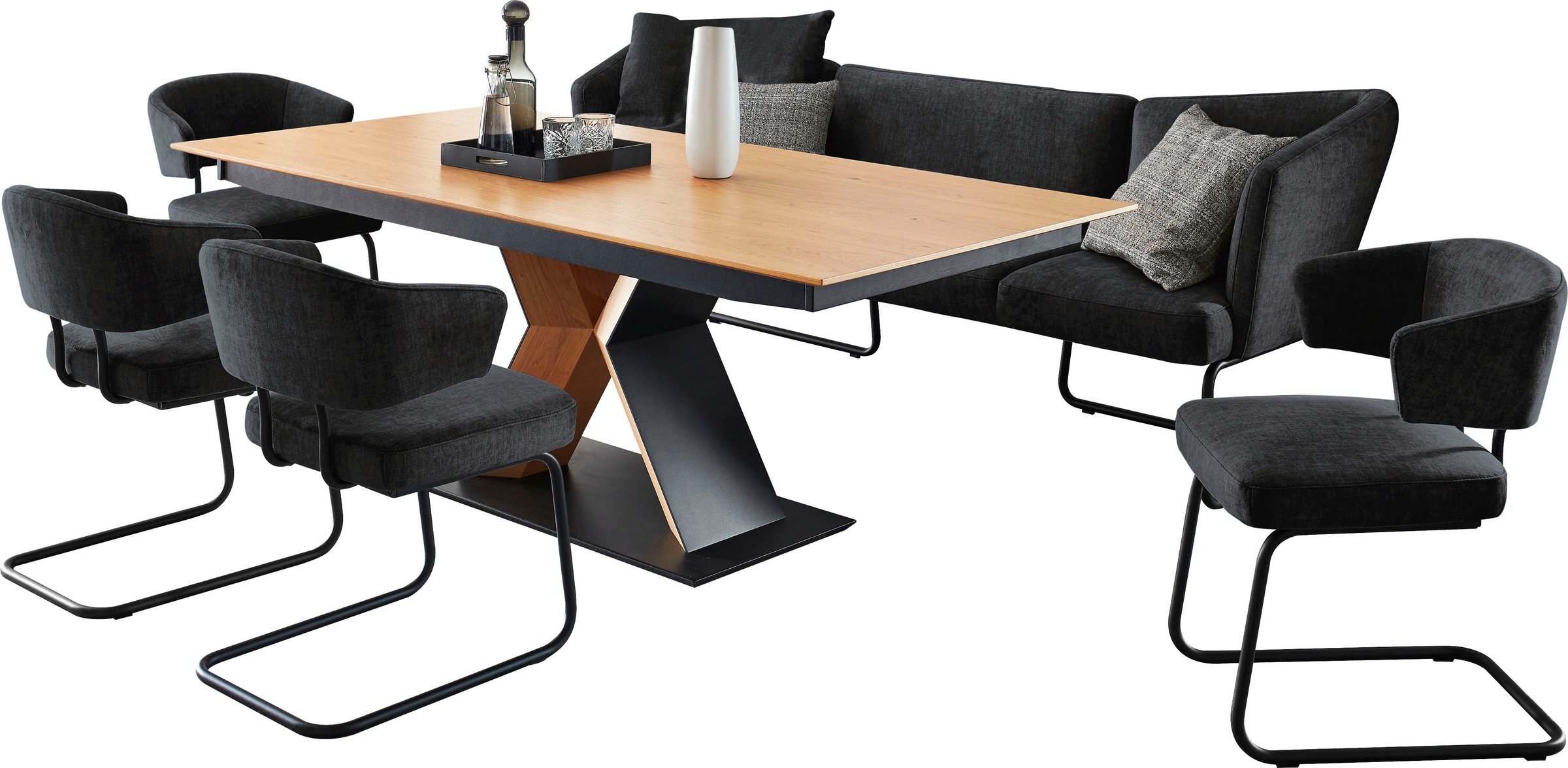 K+W Komfort & Wohnen Essgruppe "Mikkado Tube" 6 Stk. tlg. 4 Freischwinger u günstig online kaufen