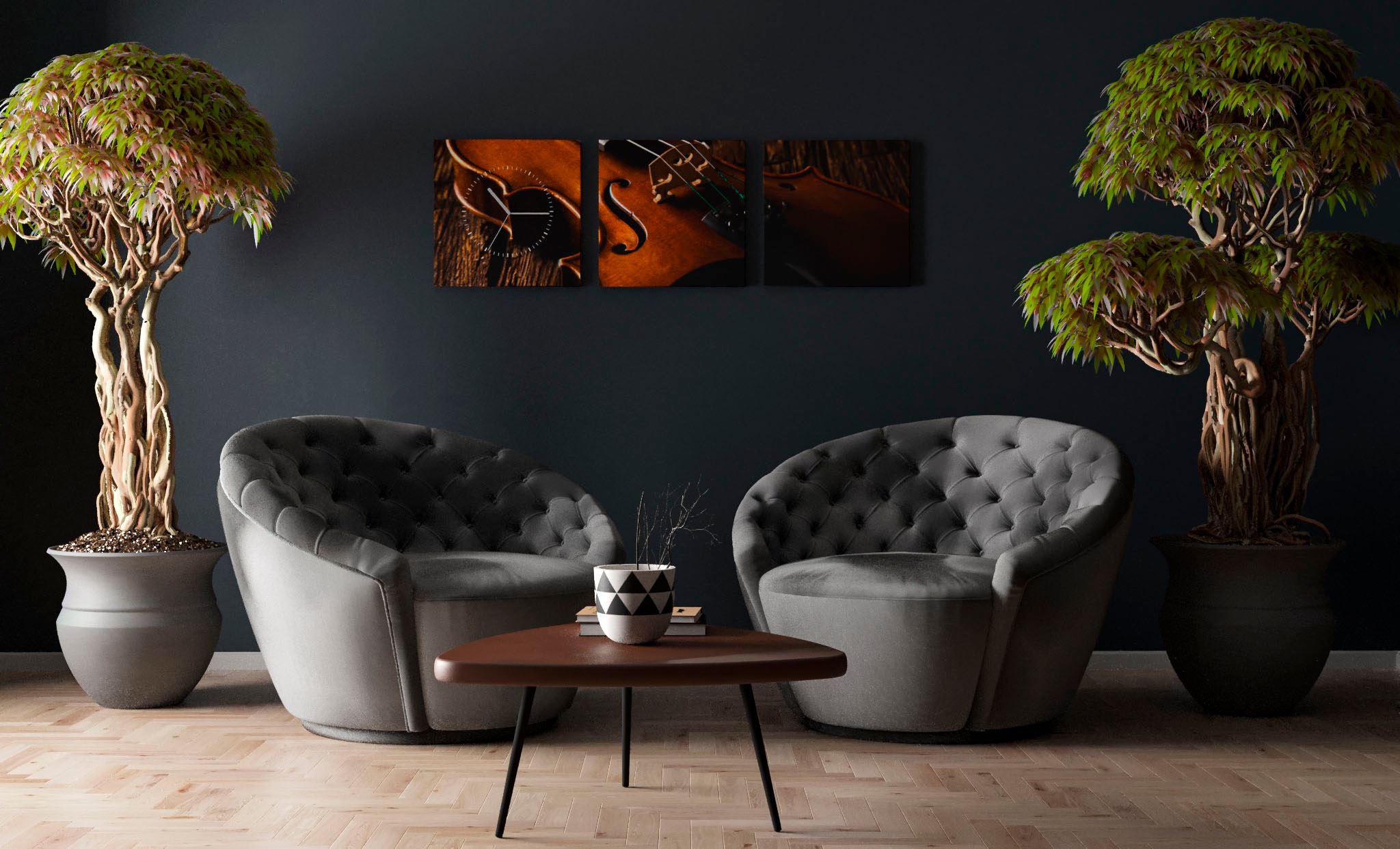 Conni Oberkircher´s Bild mit Uhr »Geige retro«, Geige, retro, gemütlich, Musik,... kaufen